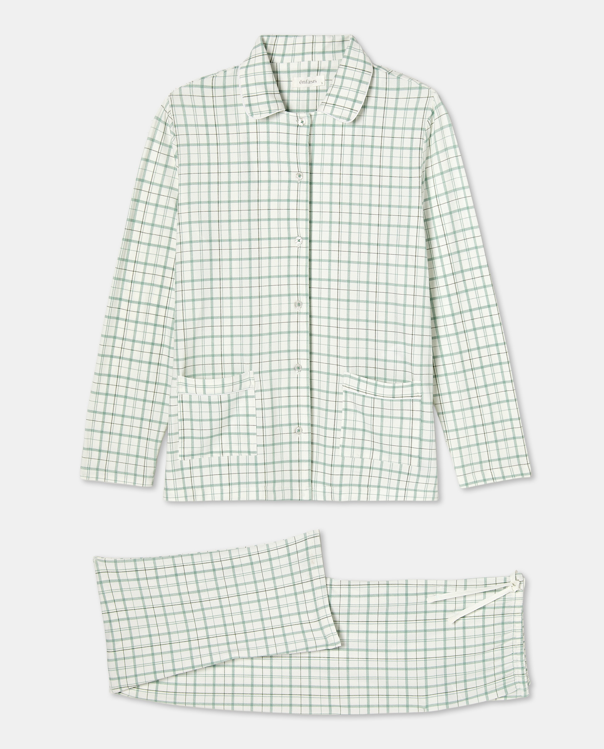 Pijama Camiseiro aos Quadrados 510 Verde Claro-4