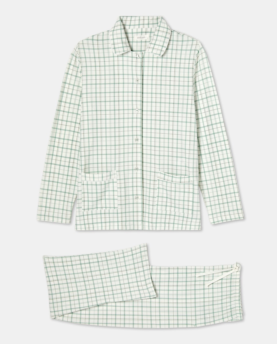 Pijama Camiseiro aos Quadrados 510 Verde Claro-4