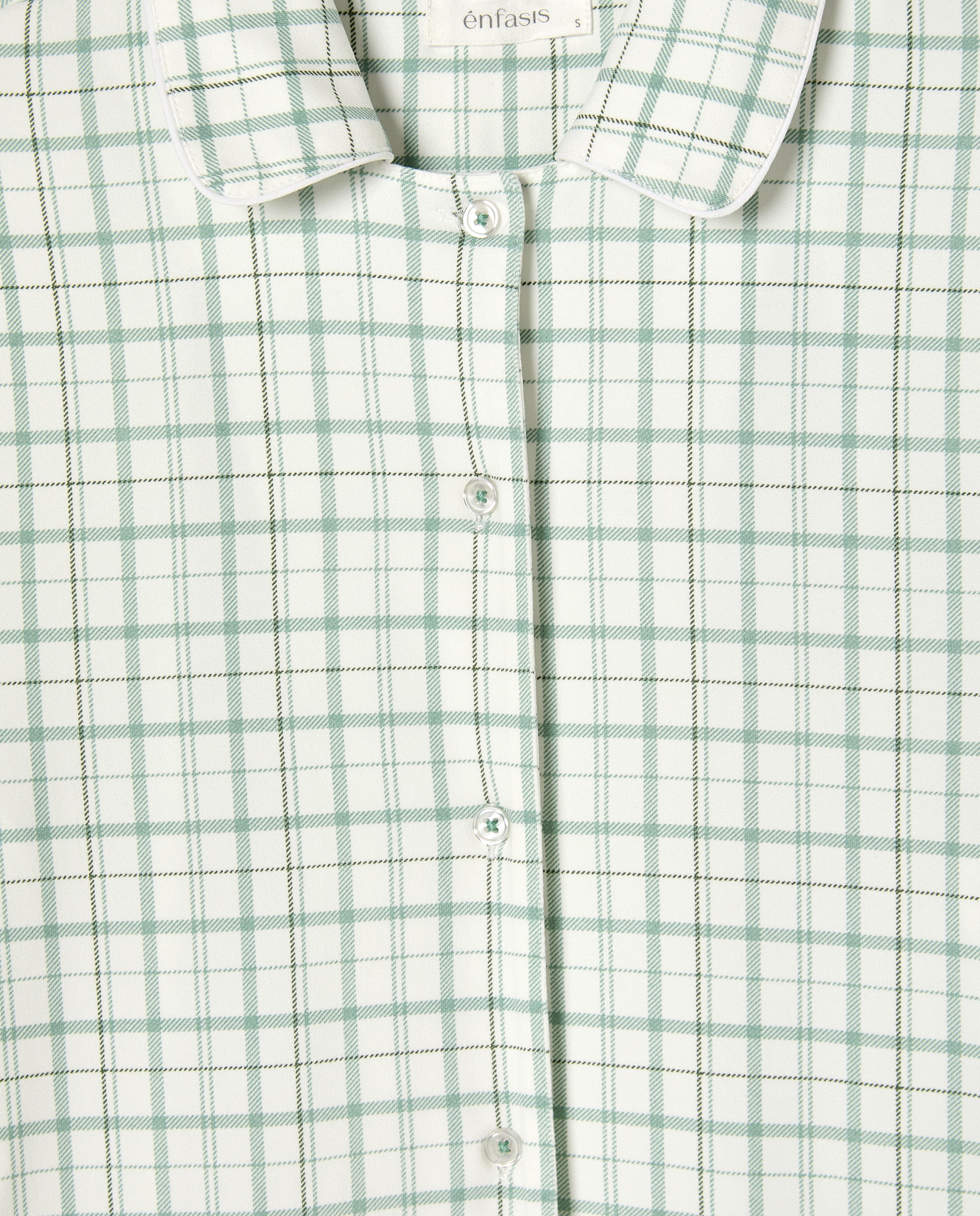 Pijama Camiseiro aos Quadrados 510 Verde Claro-5