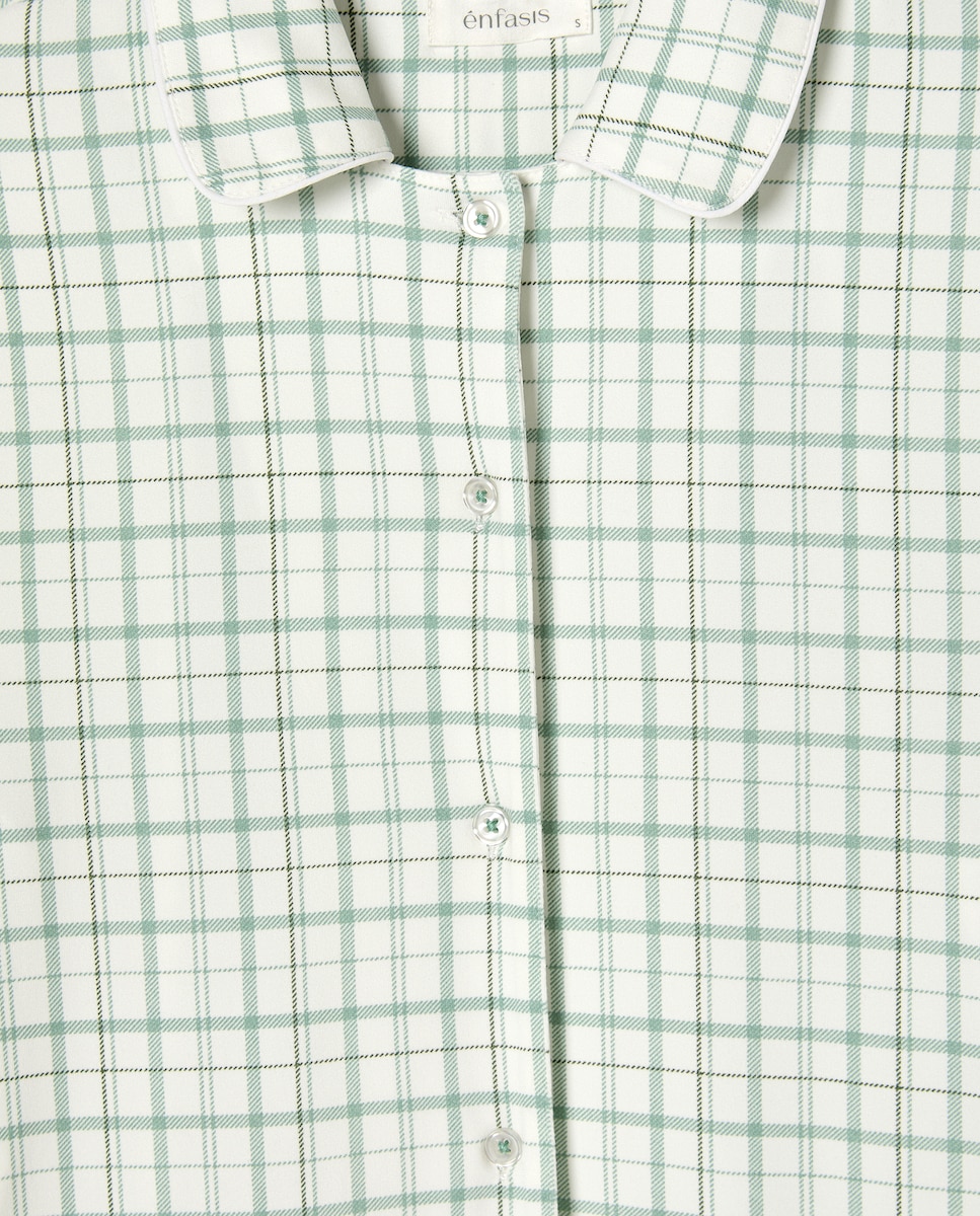 Pijama Camiseiro aos Quadrados 510 Verde Claro-5