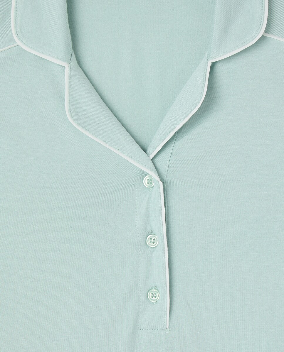 Pijama Camiseiro com Detalhe nas Mangas 510 Verde Claro-5