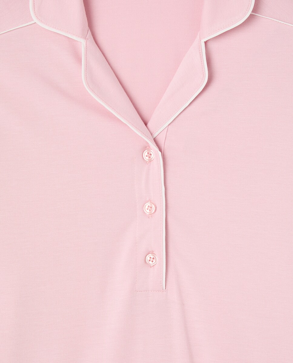 Pijama Camiseiro com Detalhe nas Mangas Rosa-claro-4