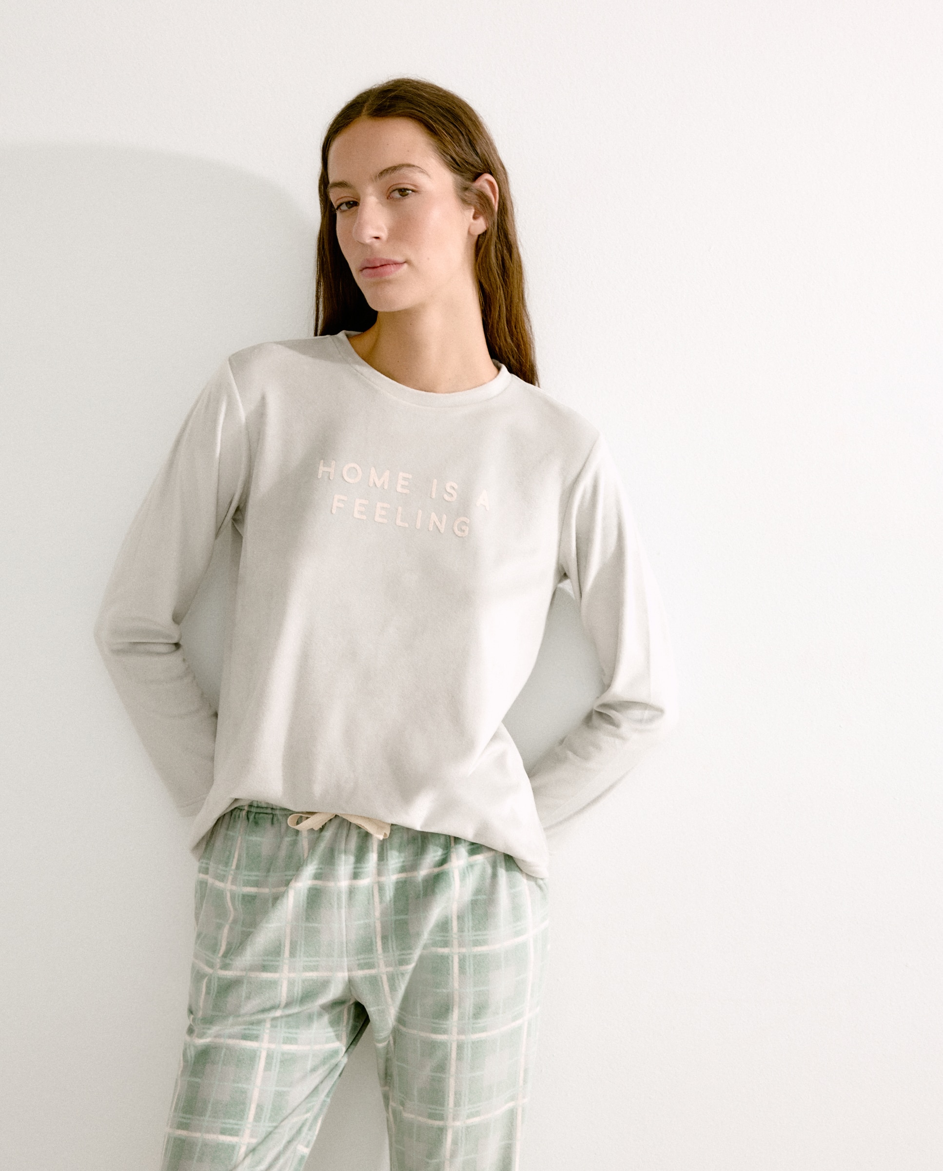 Pijama completo estampado Cinzento-claro-3