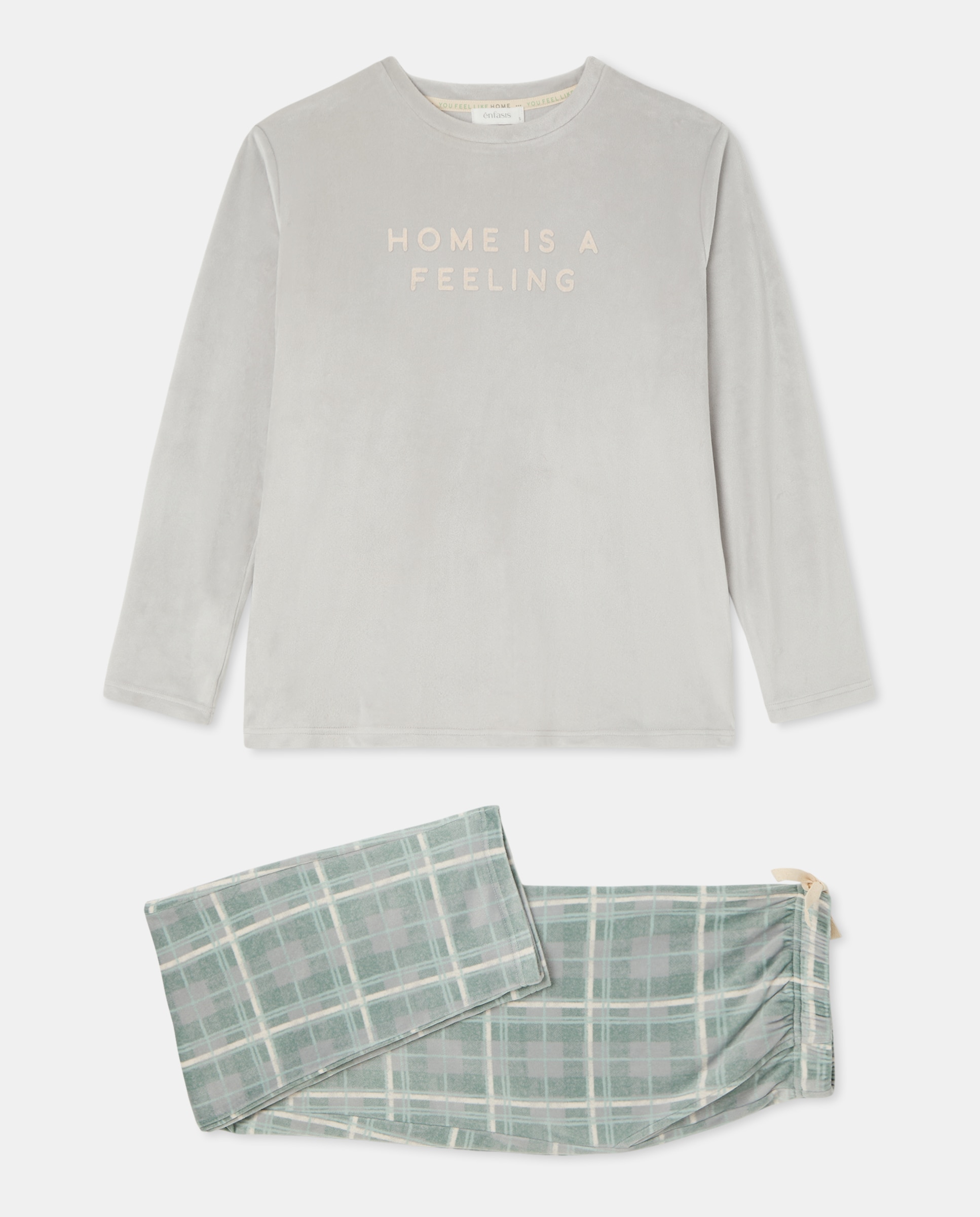 Pijama completo estampado Cinzento-claro-4