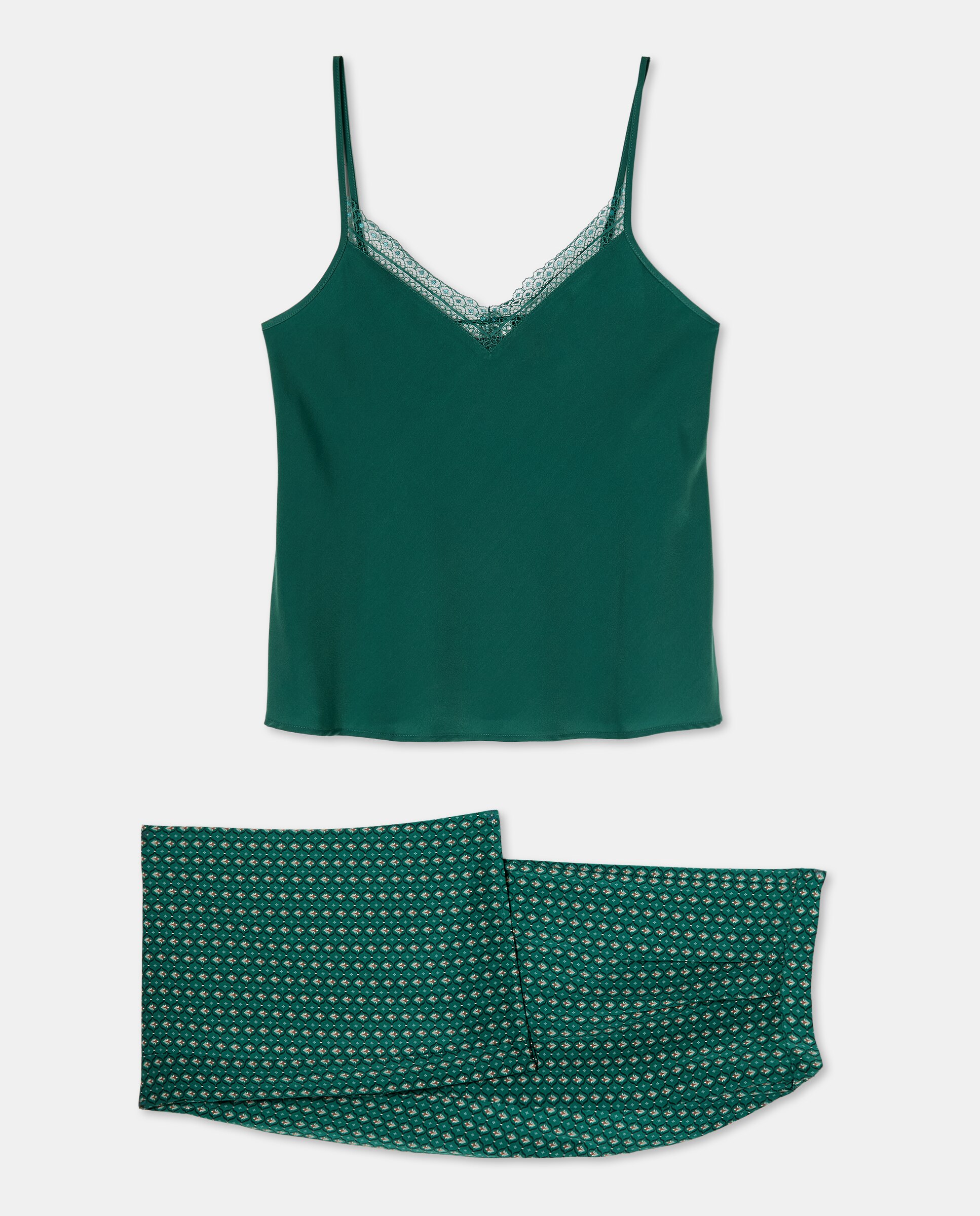 Pijama de Alças com Renda na Gola Multicolor-4