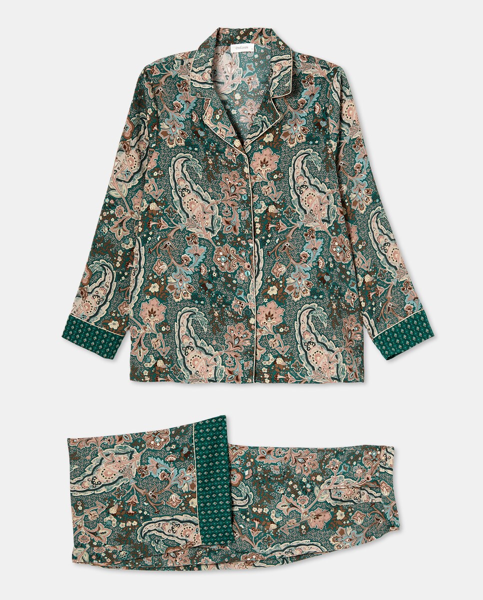 Pijama Camiseiro Estampado Verde-3