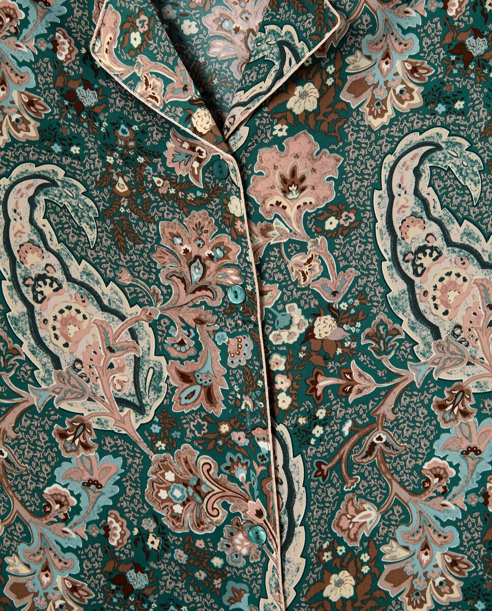 Pijama Camiseiro Estampado Verde-4