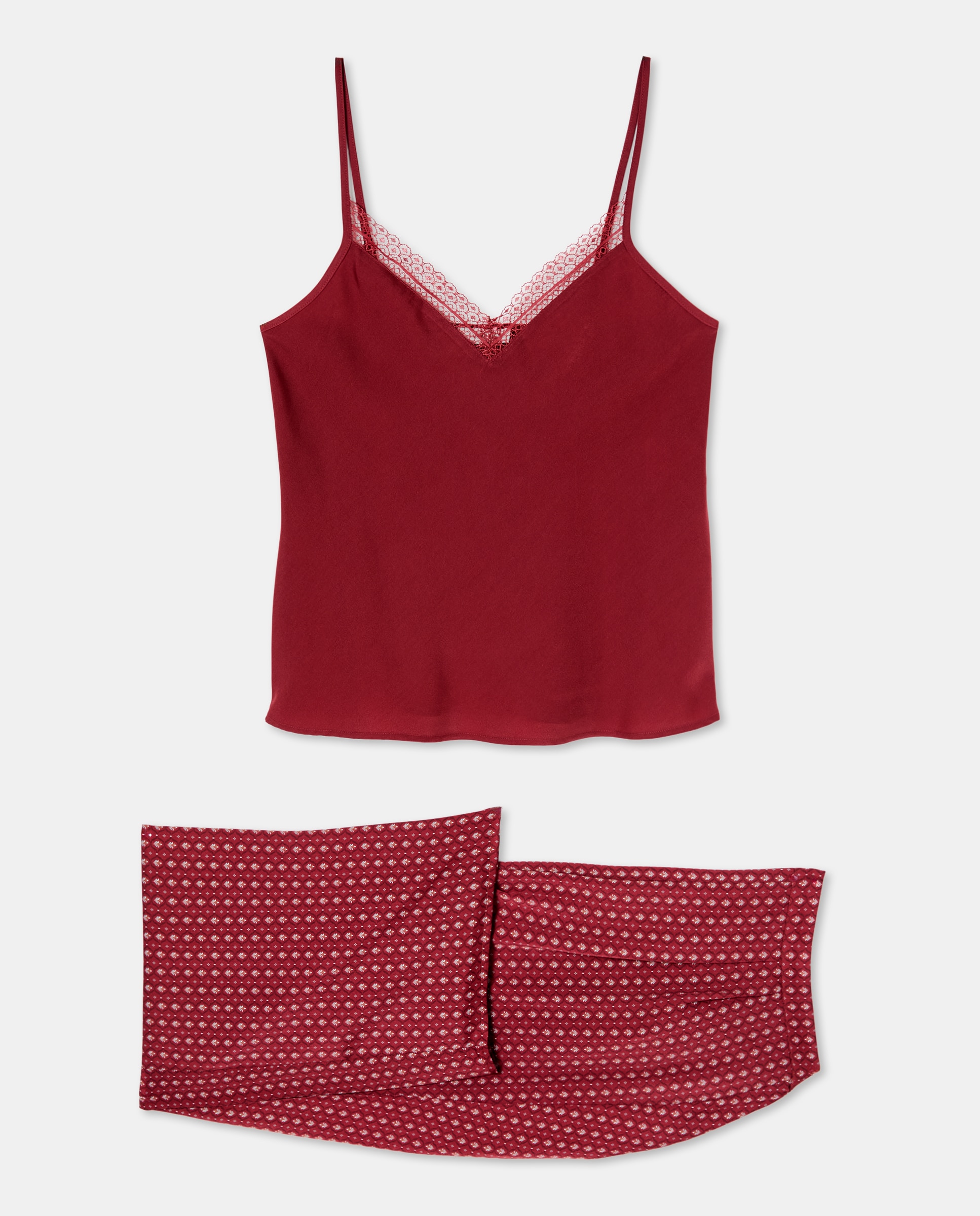 Pijama de Alças com Renda na Gola Multicolor-4