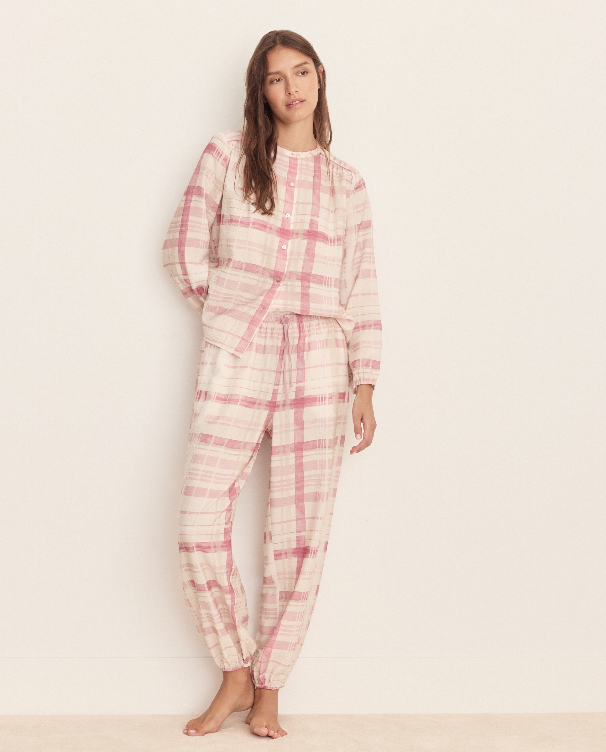 Imagen 0 de Pijama de mujer con cuello mao Rosa