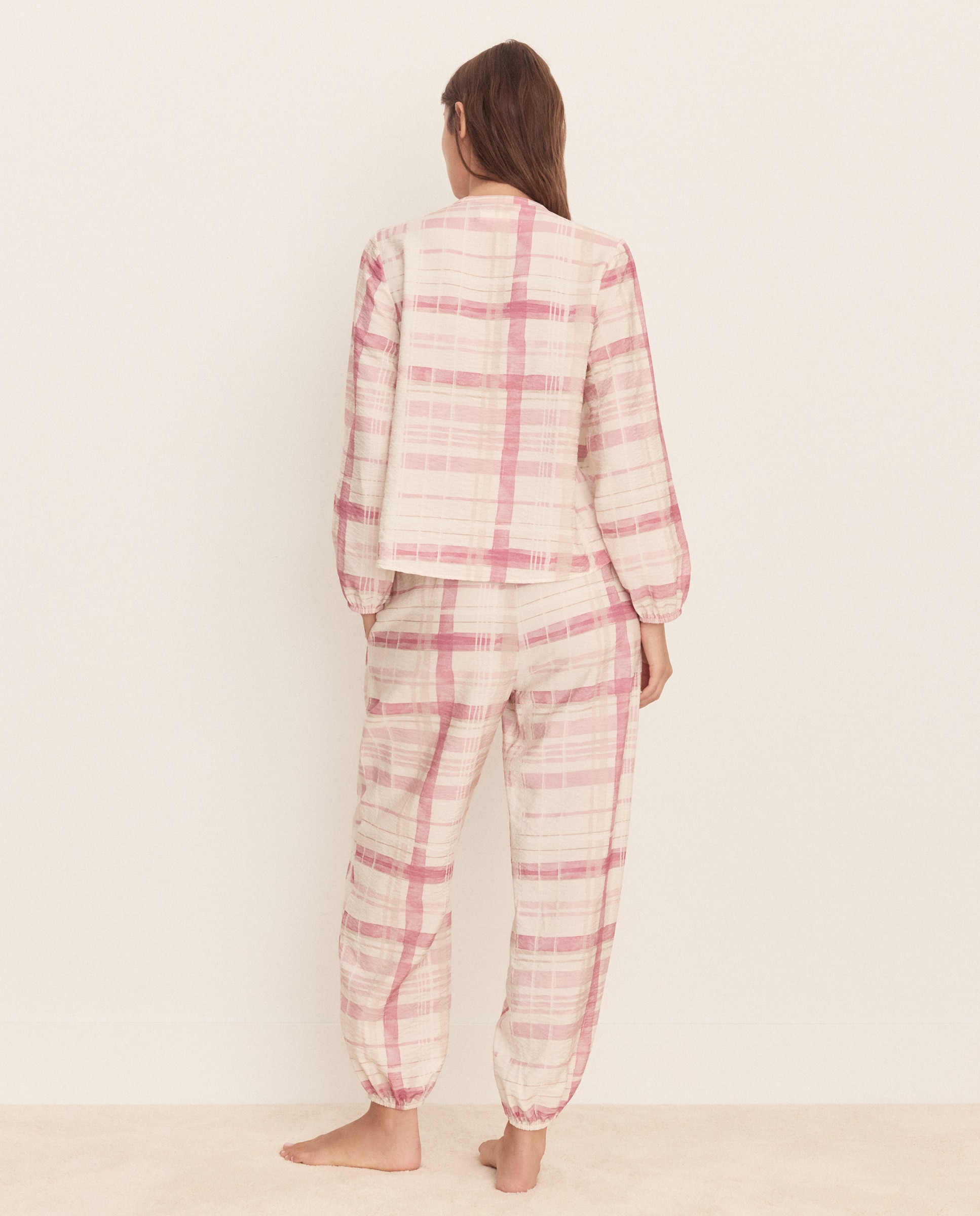 Pijama de mujer con cuello mao - Énfasis - Rosa Rosa-2