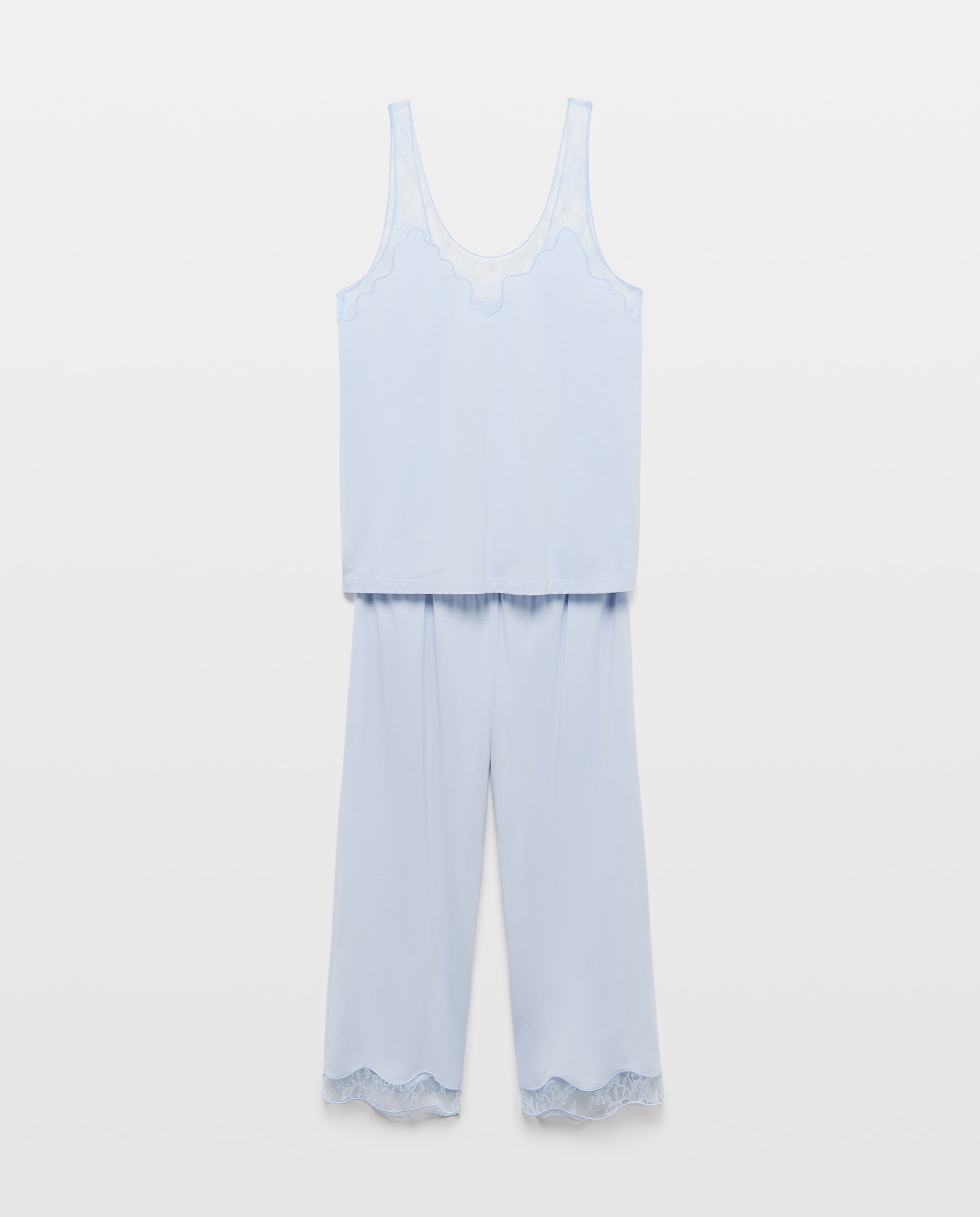 Pijama Liso de Alças 410 Azul Claro-4