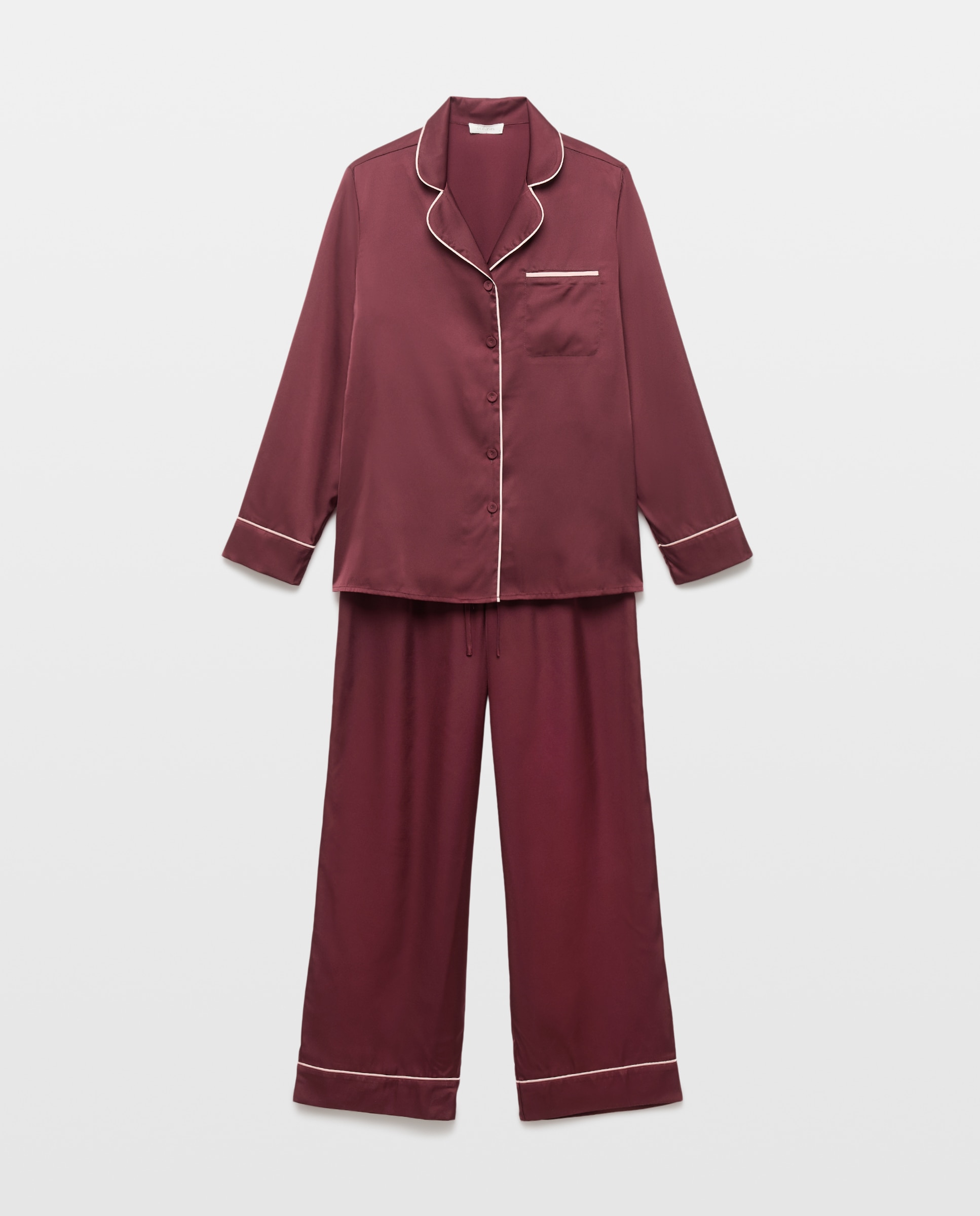 Pijama Liso Tipo Camiseiro Bordeaux-4