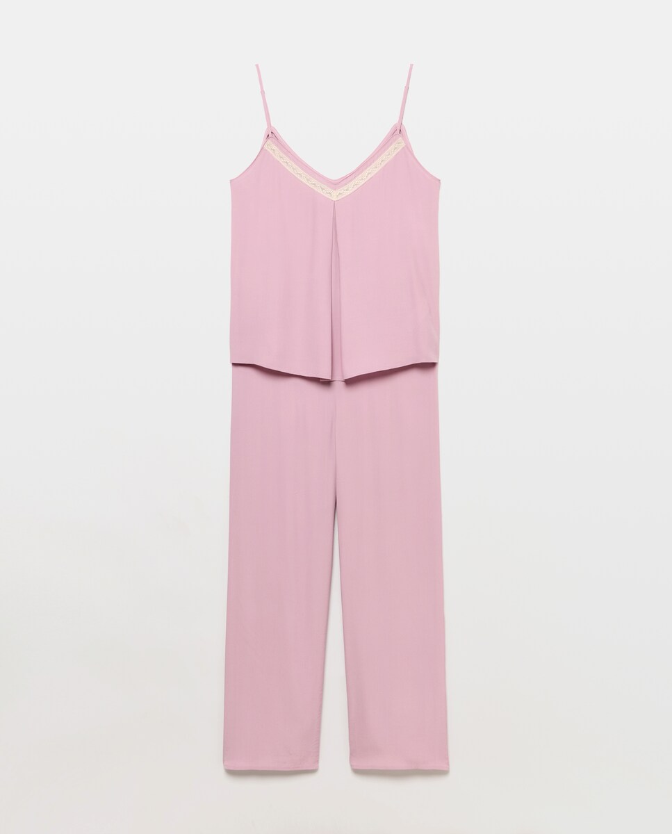 Imagen 1 de Pijama de tirantes liso de mujer 200 Rosa