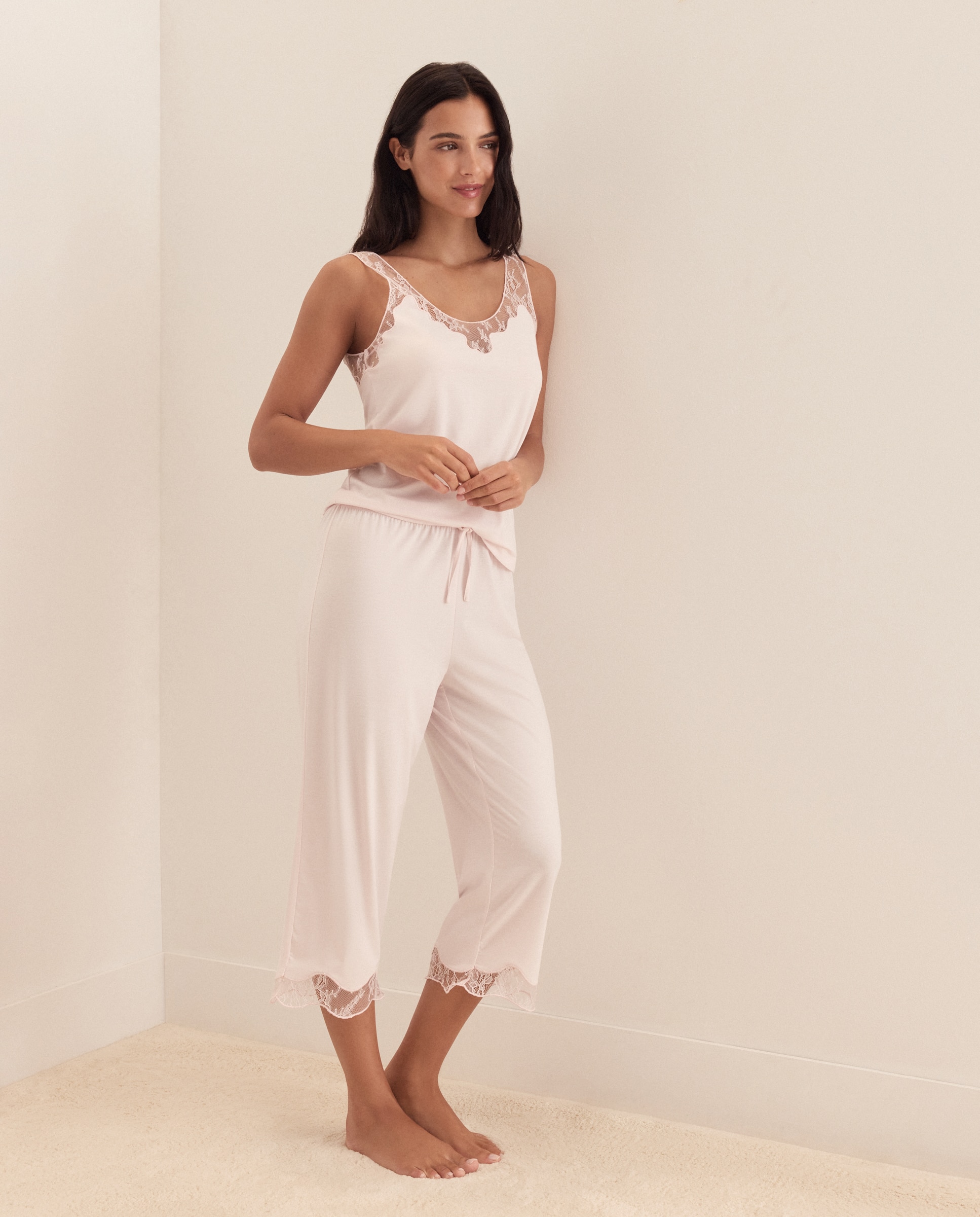 Pijama Liso de Alças Rosa-claro-2