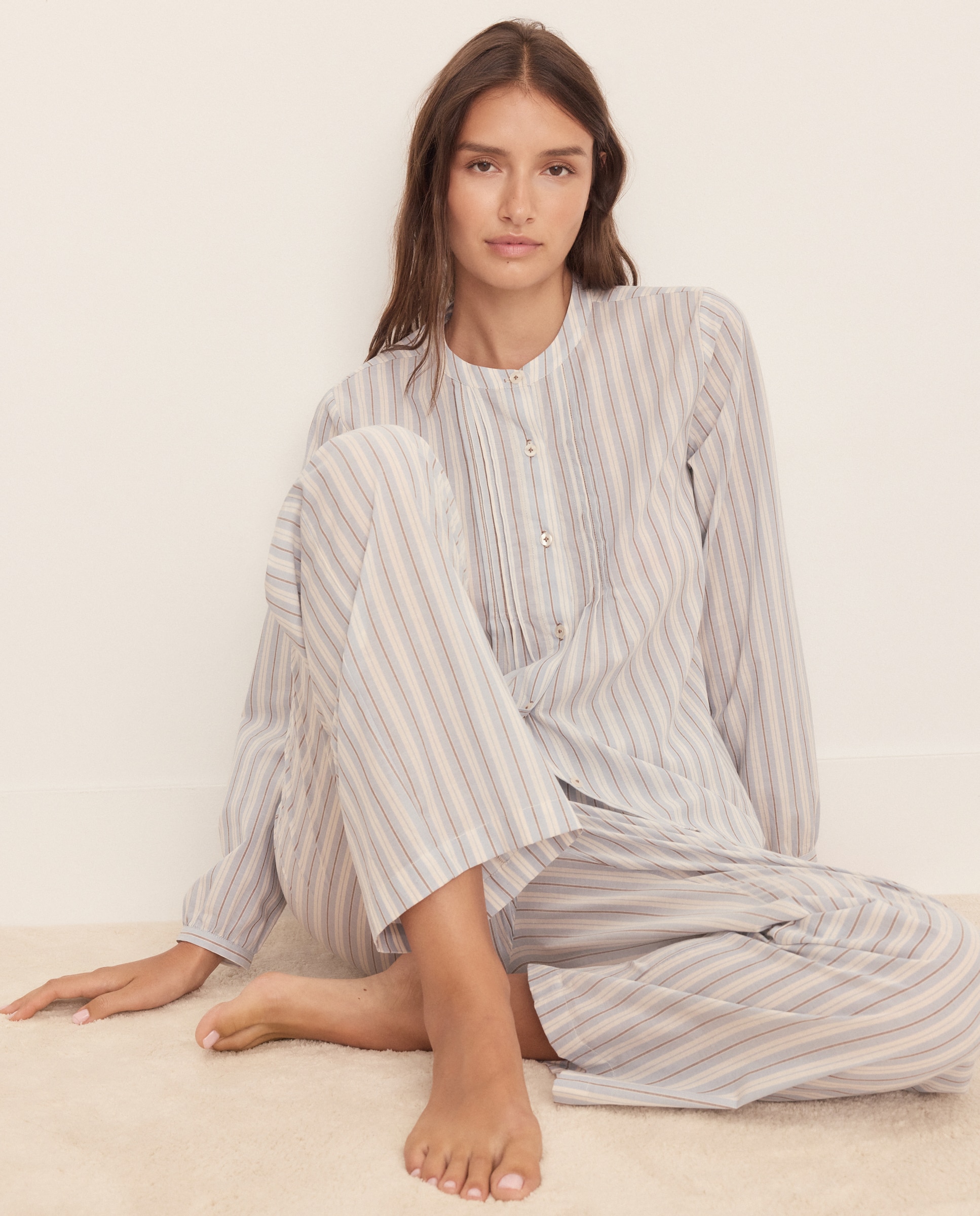 Imagen 0 de Pijama de mujer de rayas Azul