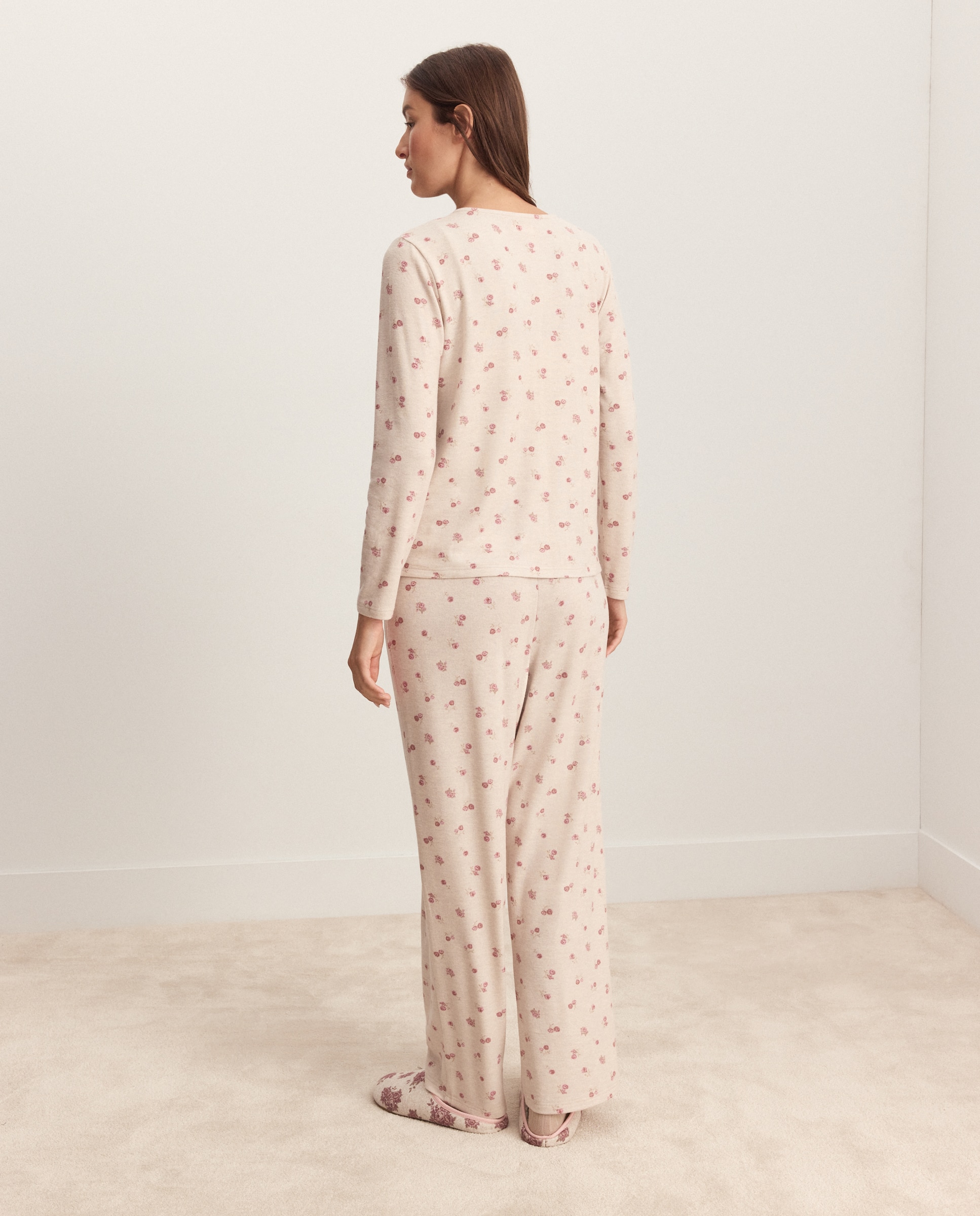 Pijama com Estampado e Laço Rosa-3