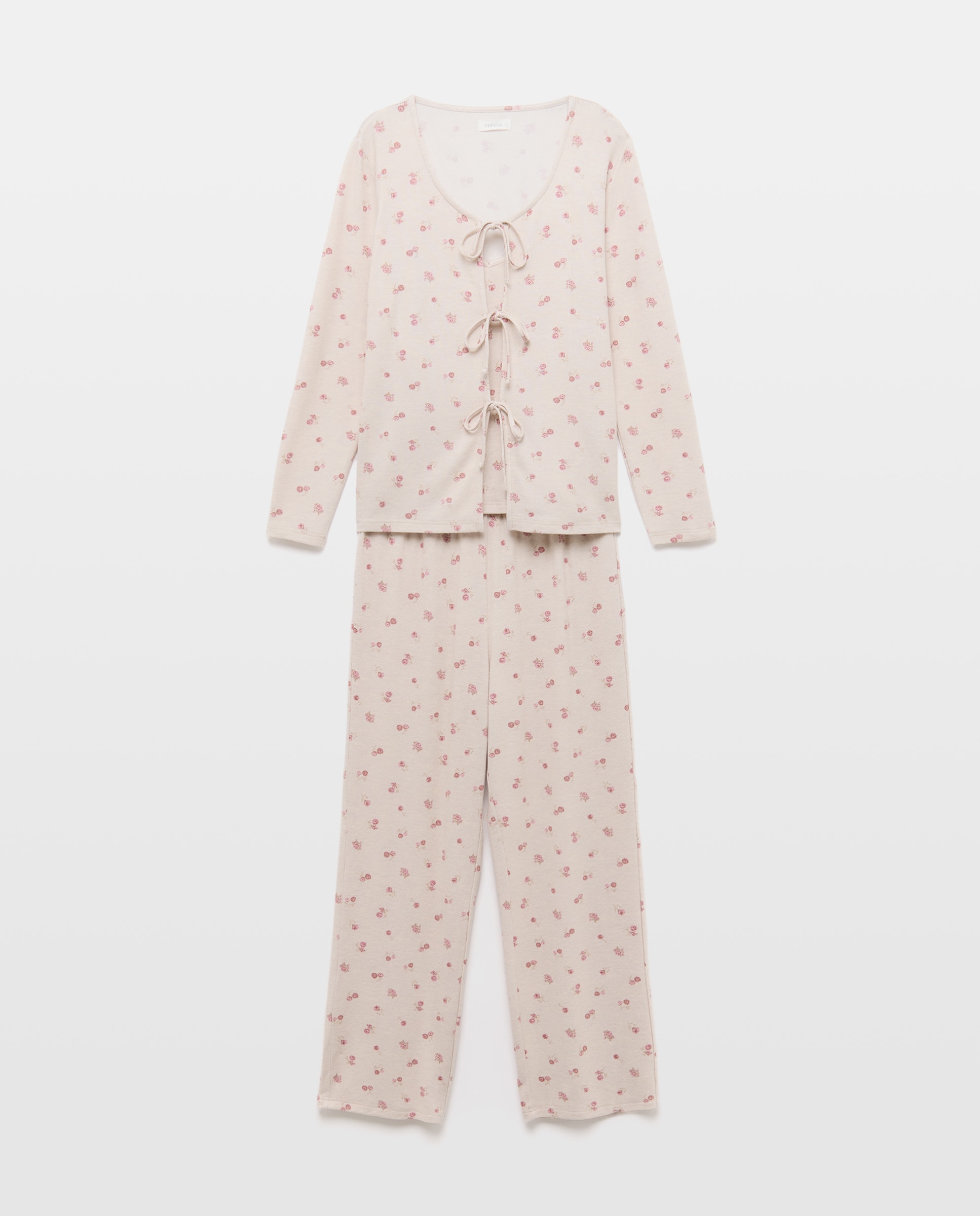 Pijama com Estampado e Laço Rosa-4