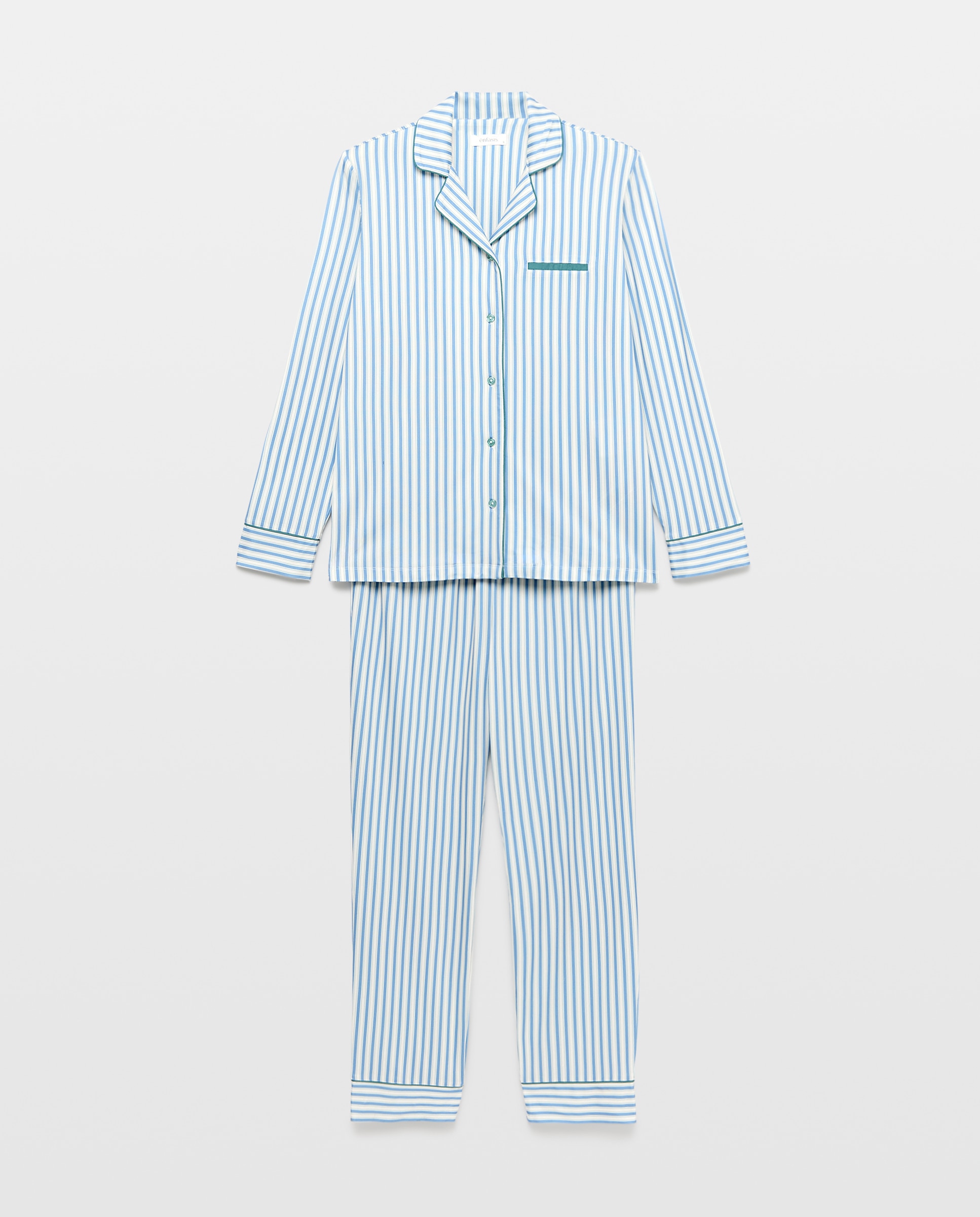 Pijama com botões Azul-3