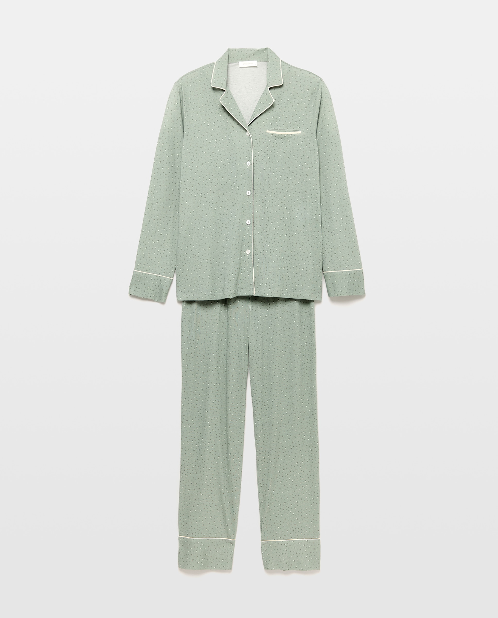 Pijama com Botões e Estampado Verde-4
