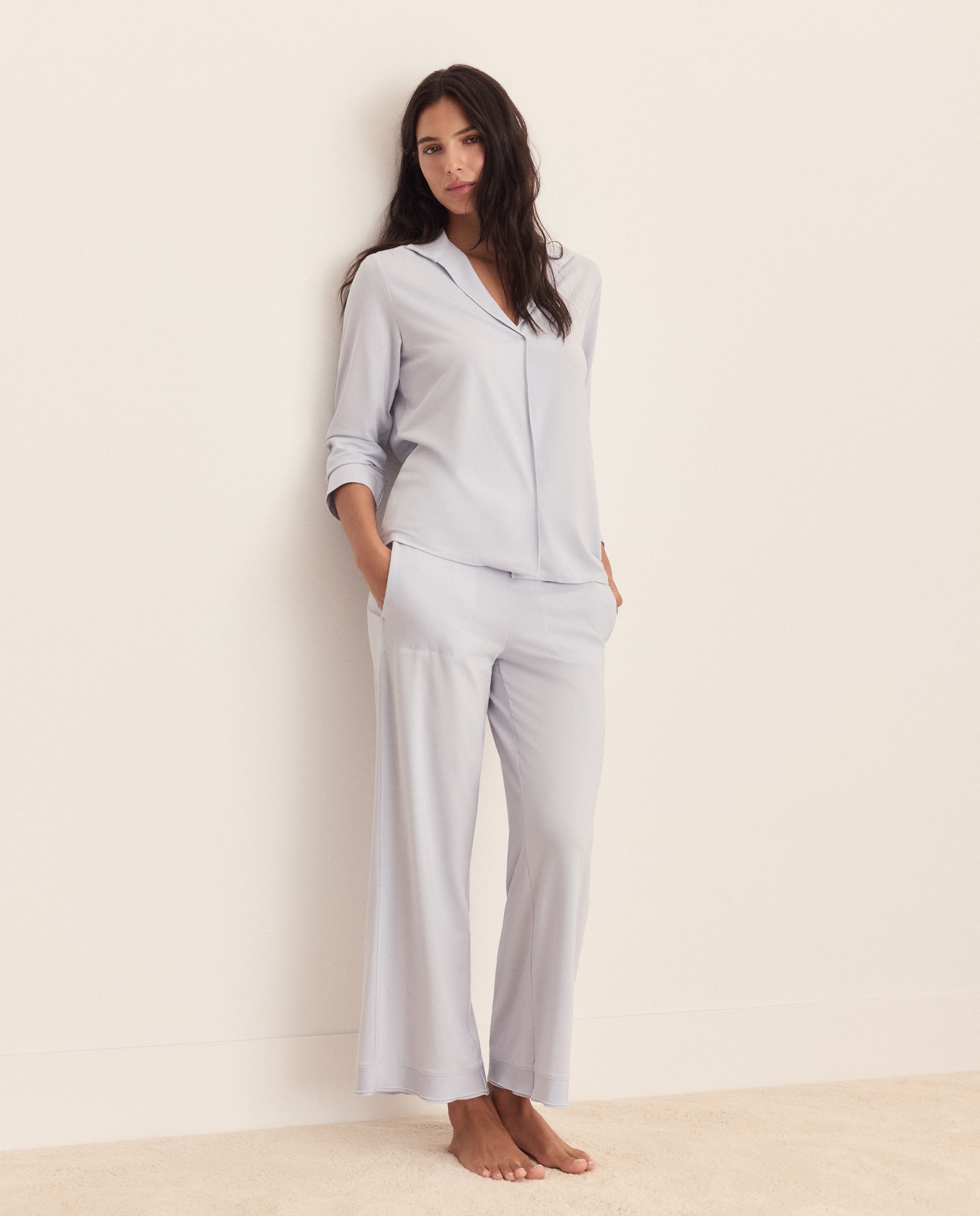 Pijama Camiseiro com Detalhes 410 Azul Claro-2