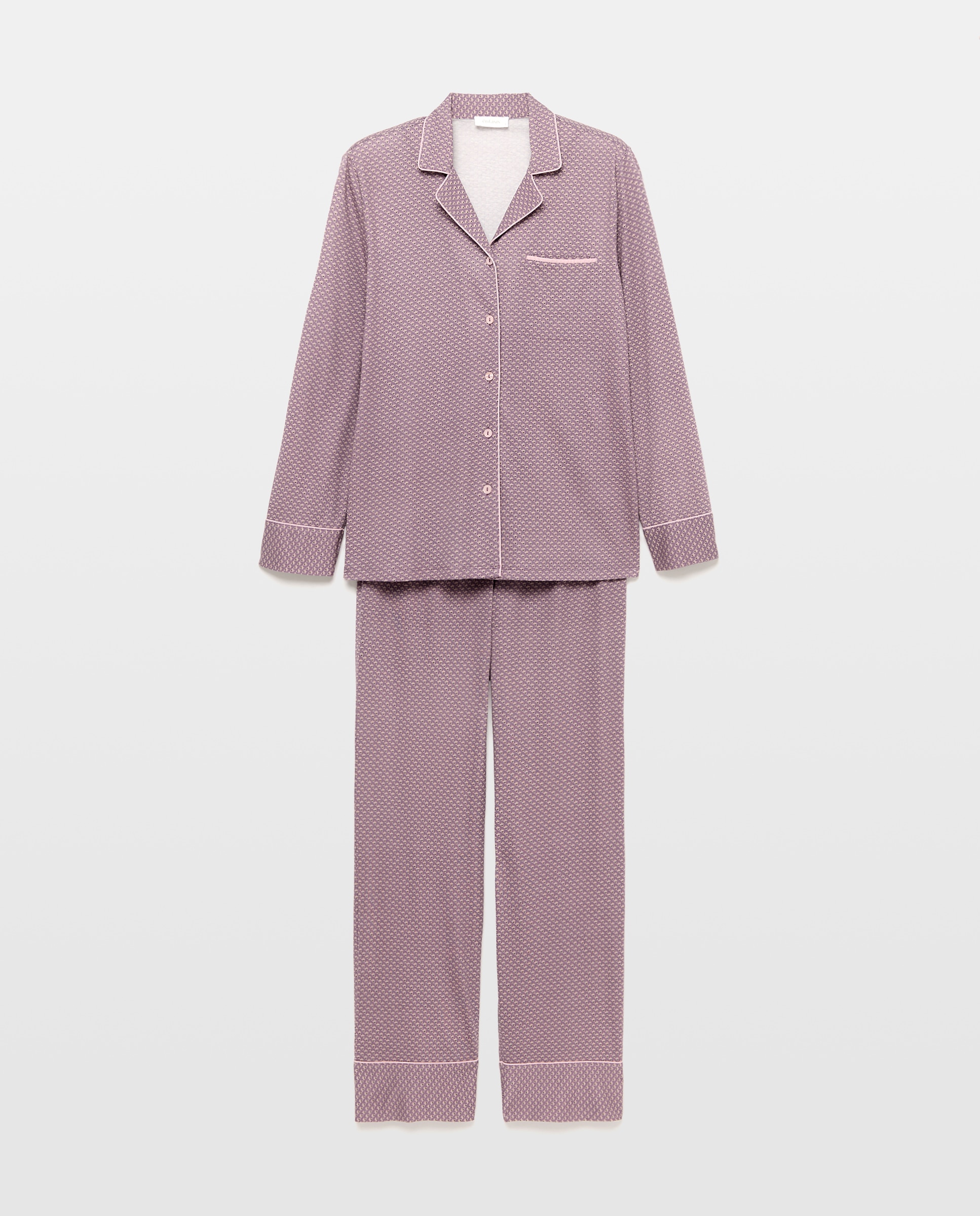 Pijama com Botões e Estampado Rosa-3