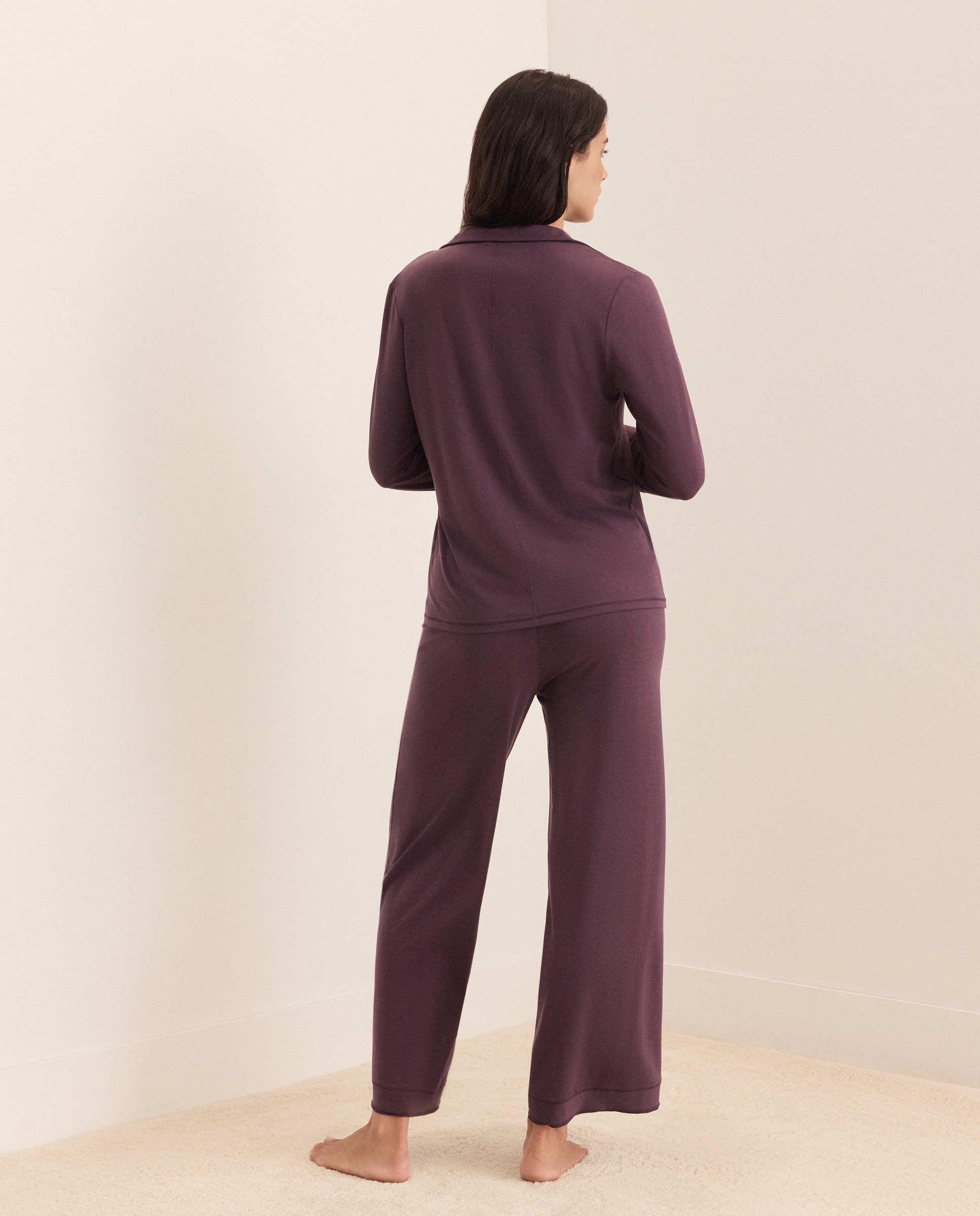 Pijama Camiseiro com Detalhes Bordeaux-3