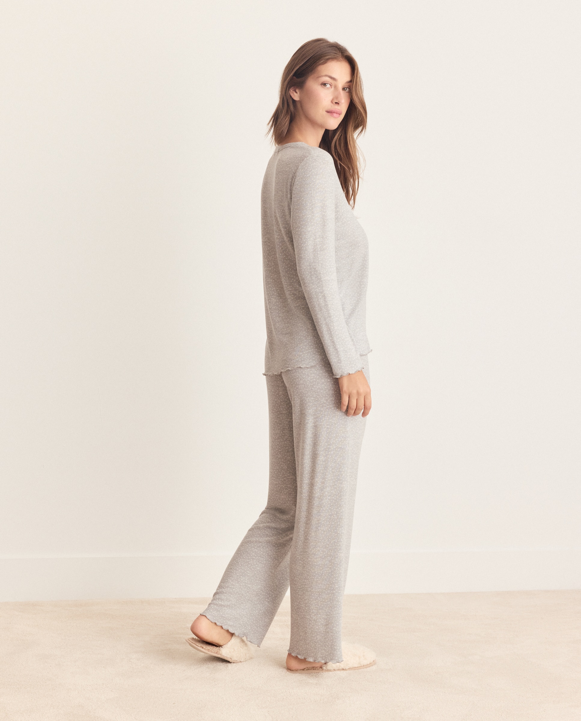 Pijama completo con topitos de mujer - Énfasis - Gris claro Gris claro-2