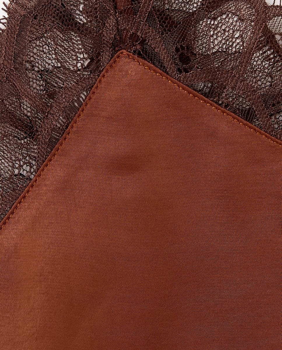 Pijama Acetinado com Alças Castanho-6