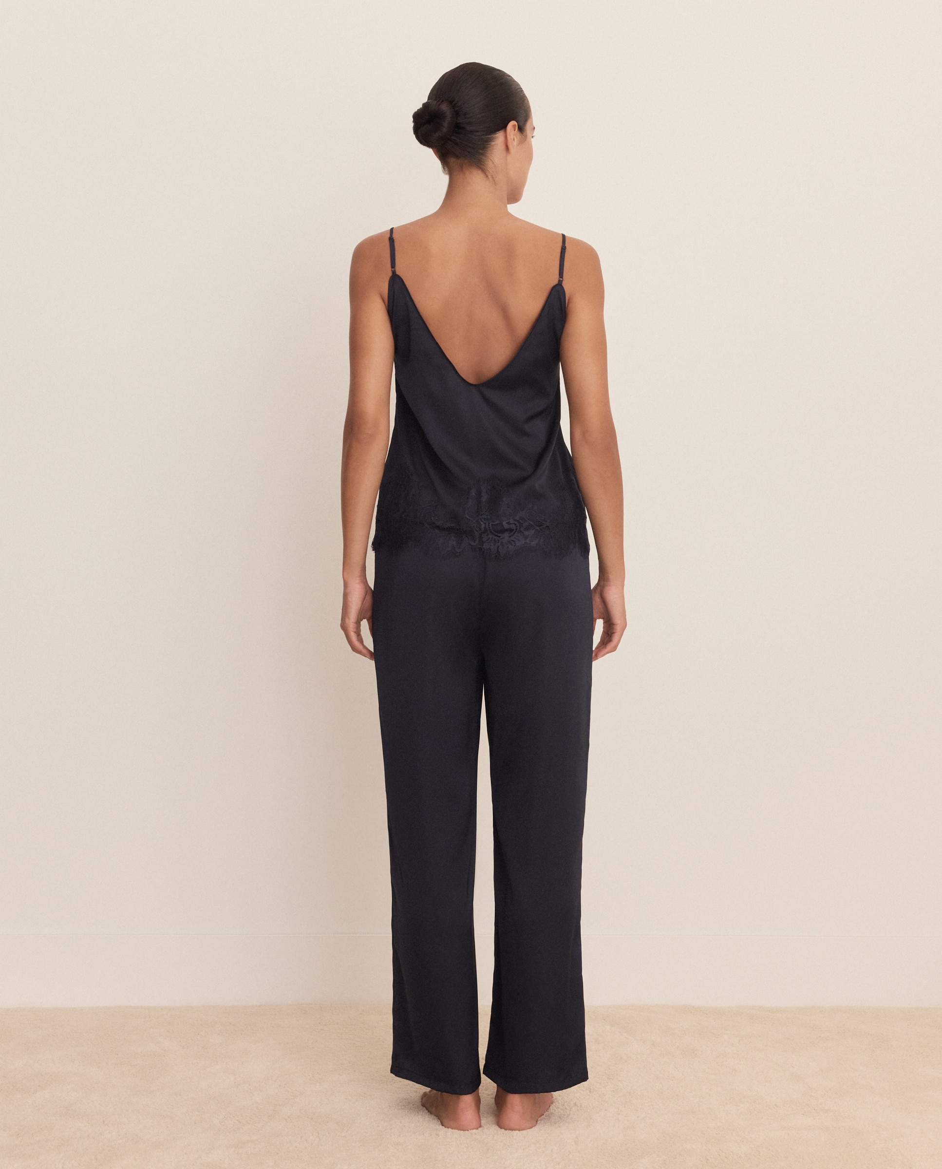 Pijama tirantes de mujer con pantalón largo de satén - Énfasis - 430 Azul oscuro 430 Azul oscuro-2