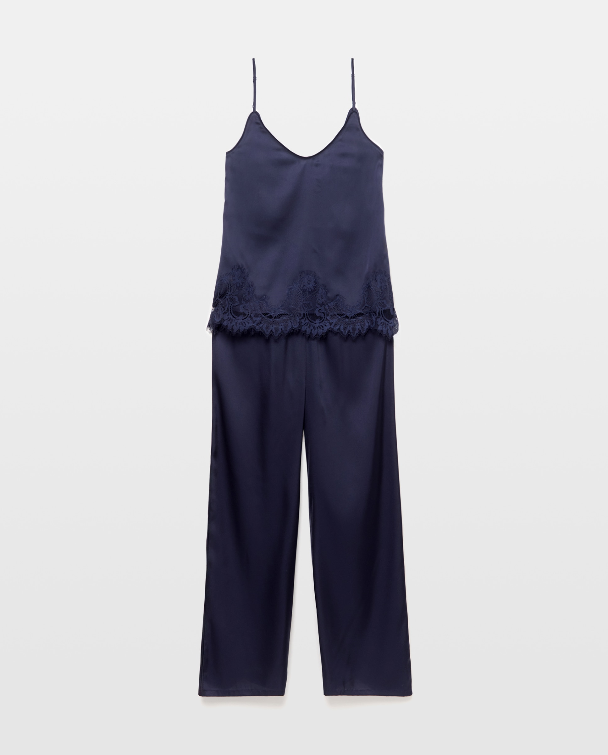 Pijama tirantes de mujer con pantalón largo de satén - Énfasis - 430 Azul oscuro 430 Azul oscuro-3