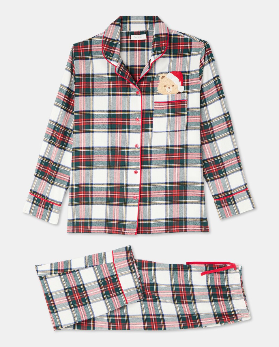 Pijama aos Quadrados Natalício Vermelho-4