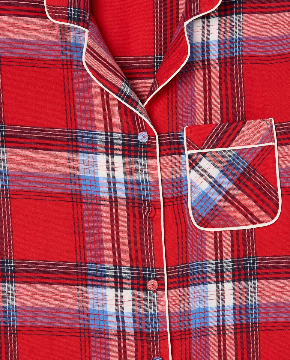 Pijama Camiseiro aos Quadrados Vermelho-6