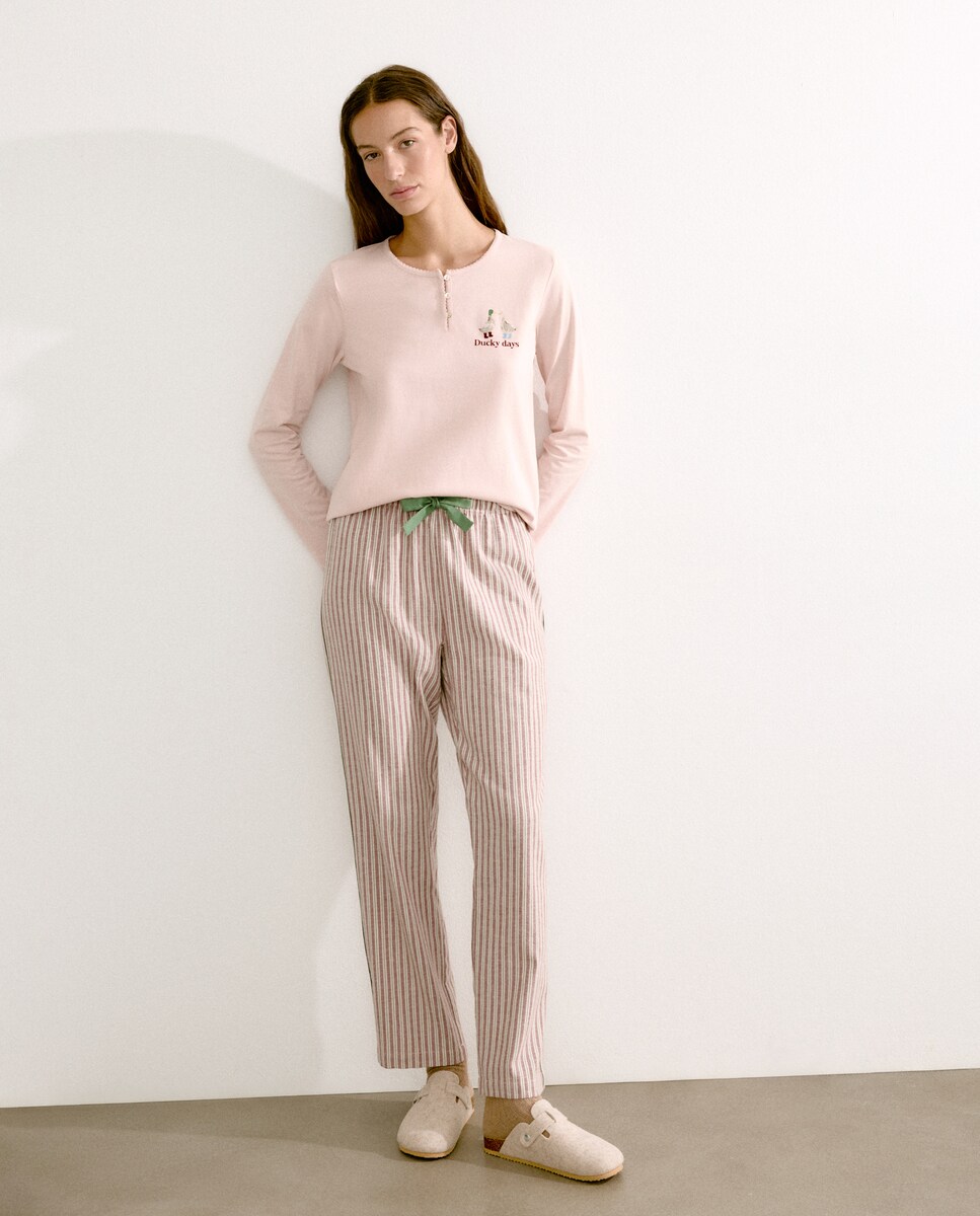 Pijama de Algodão Estampado Vermelho-1