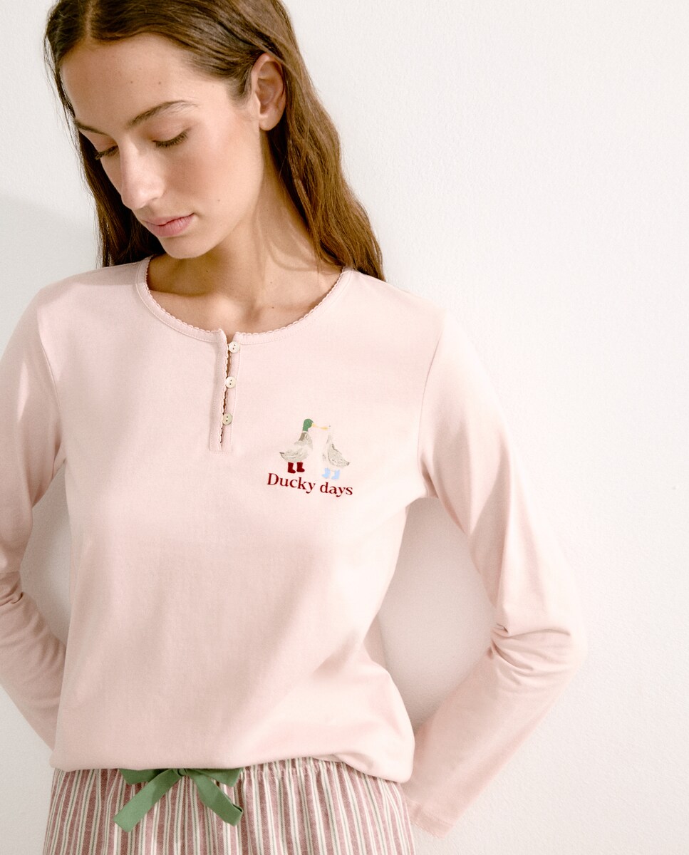 Pijama de Algodão Estampado Vermelho-3