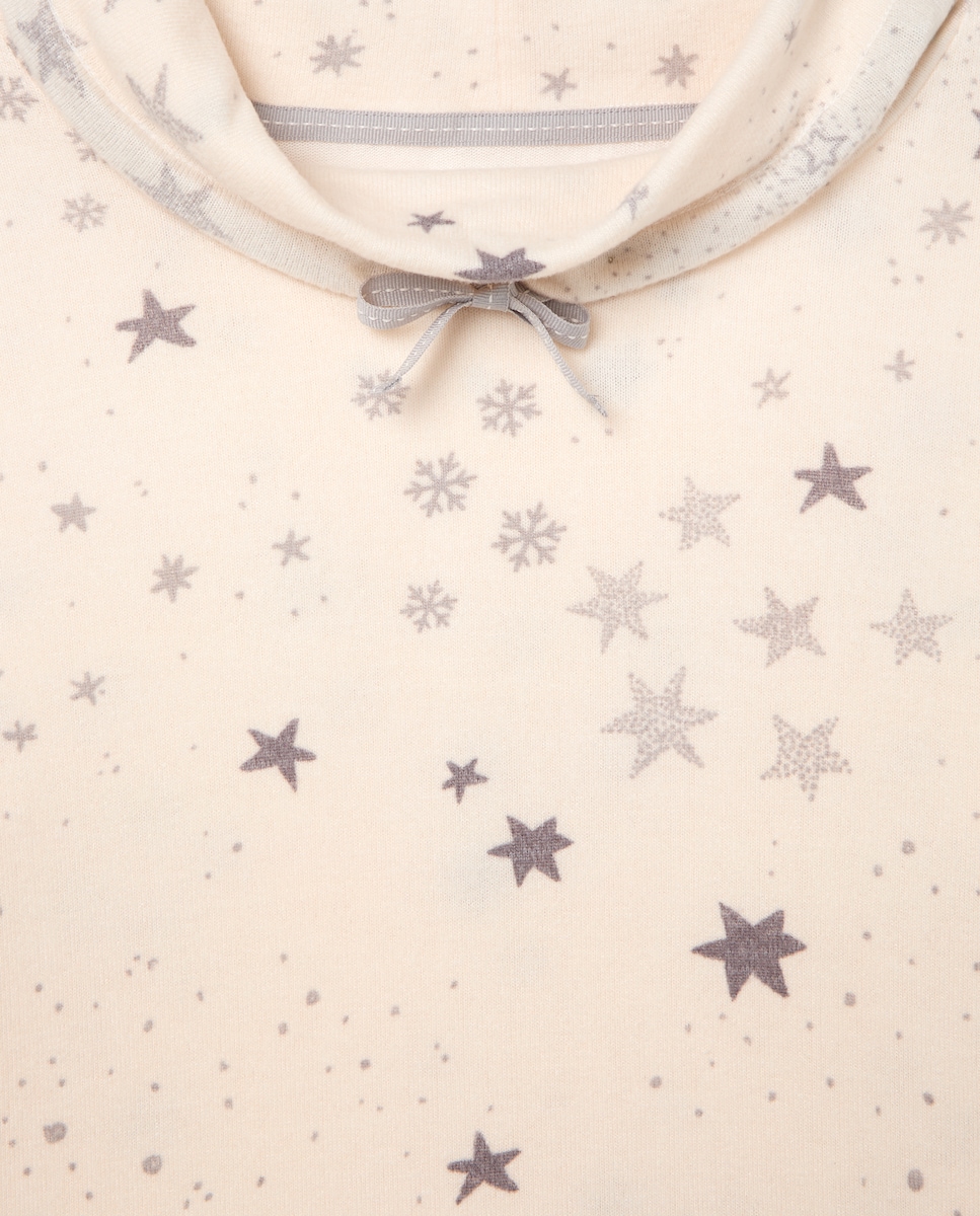 Pijama com Estrelas e Capuz Cinzento-claro-5