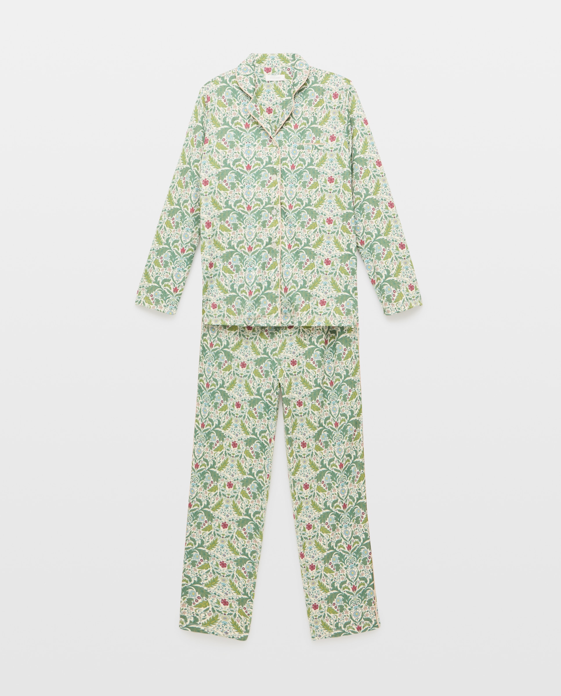 Imagem 0 de Pijama Camiseiro com Estampado Floral Natalício e Detalhes em Contraste