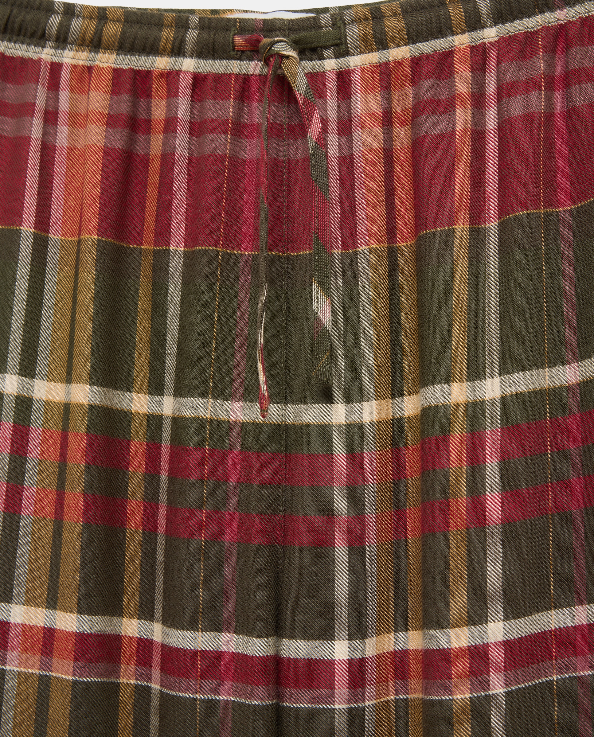 Pijama Camiseiro aos Quadrados Natalícios com Detalhes em Contraste Vermelho-2
