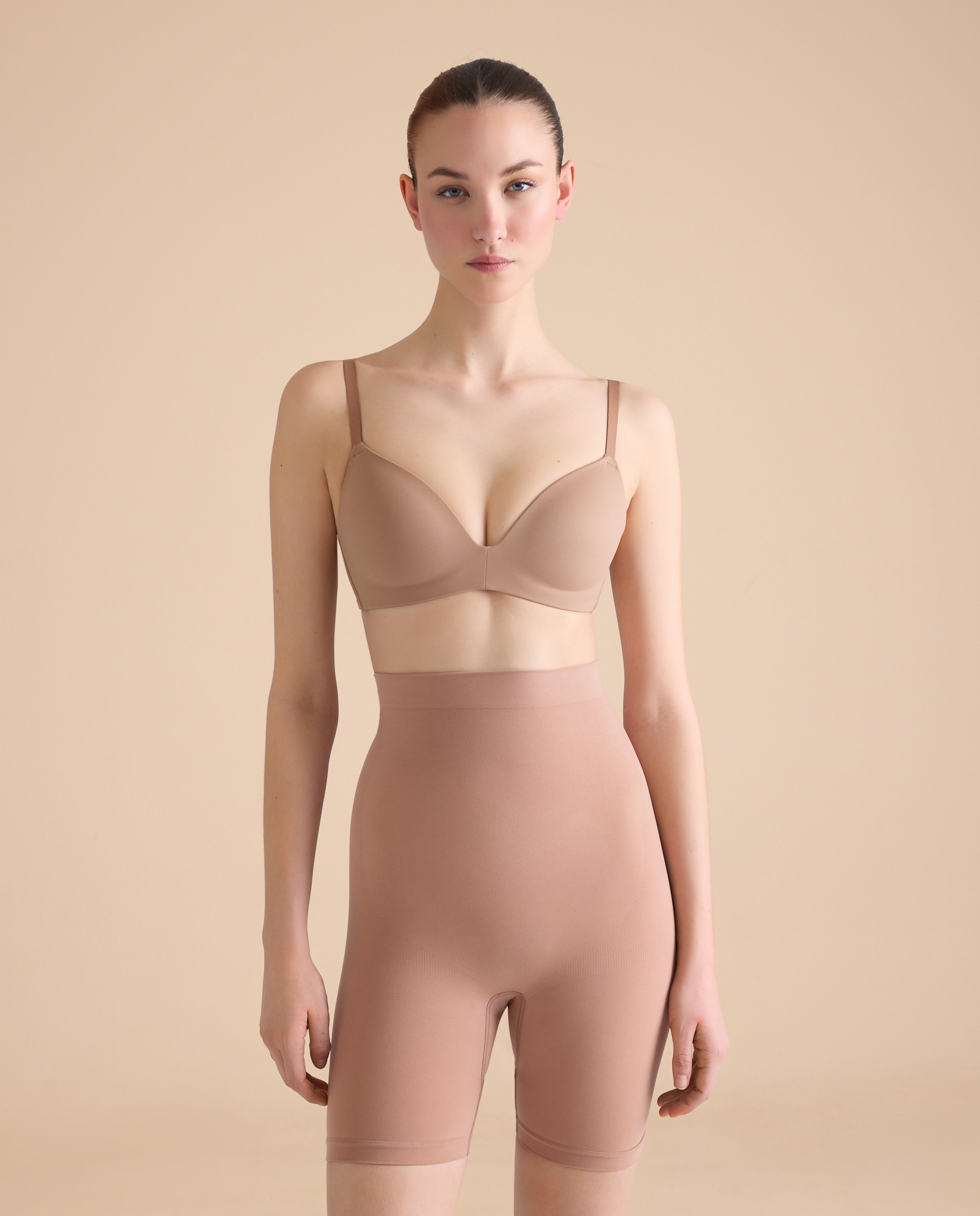 Pantalón de mujer moldeador sin costuras - Énfasis - Tostado Tostado-1