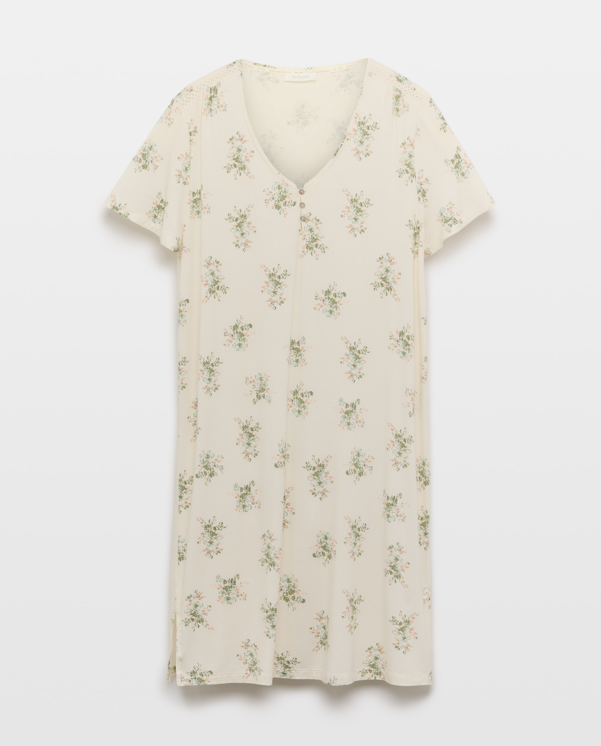 Camisa de Dormir com Estampado de Fantasia Branco-3