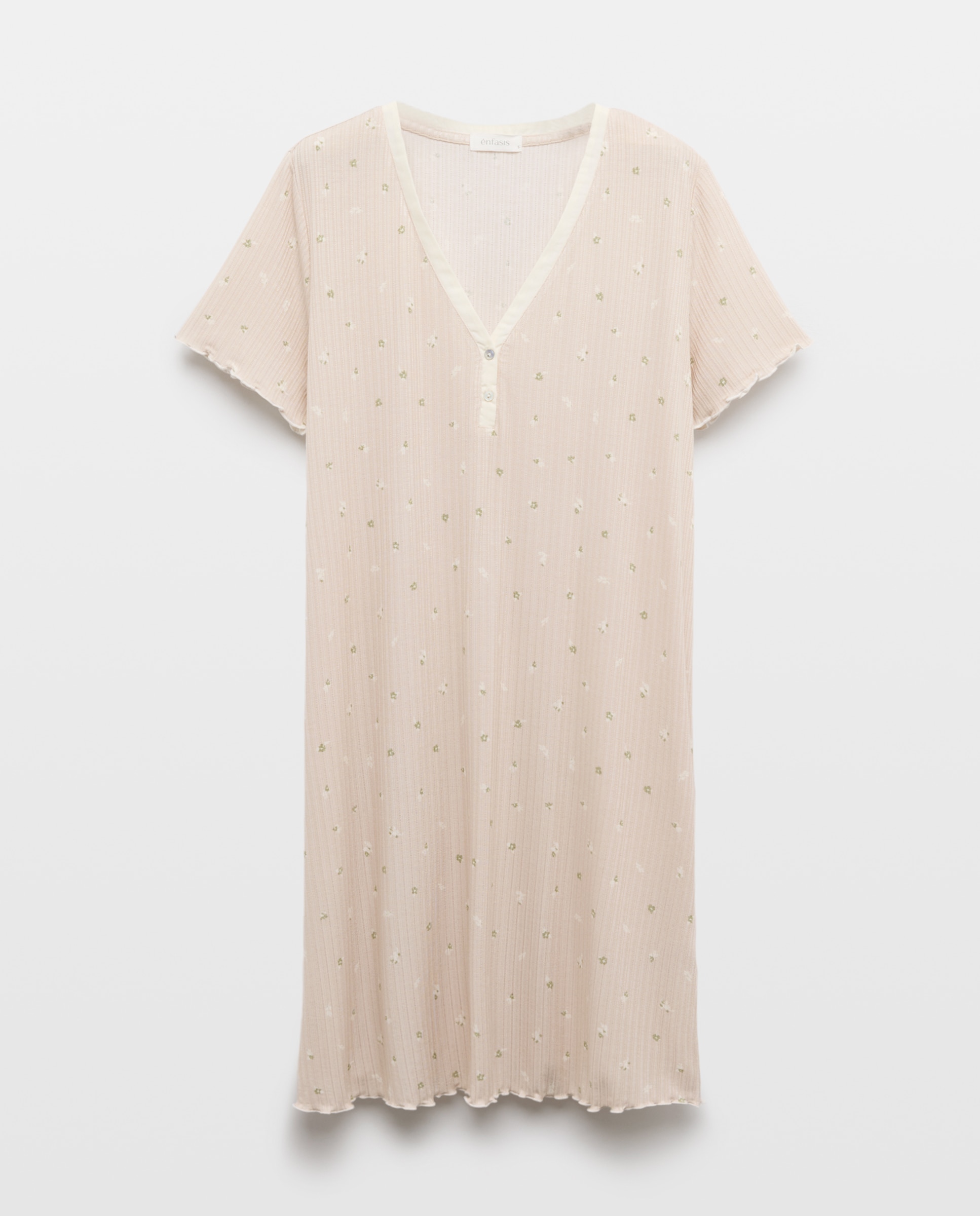 Camisa de Dormir Lisa com Decote em Bico Rice Paper-3