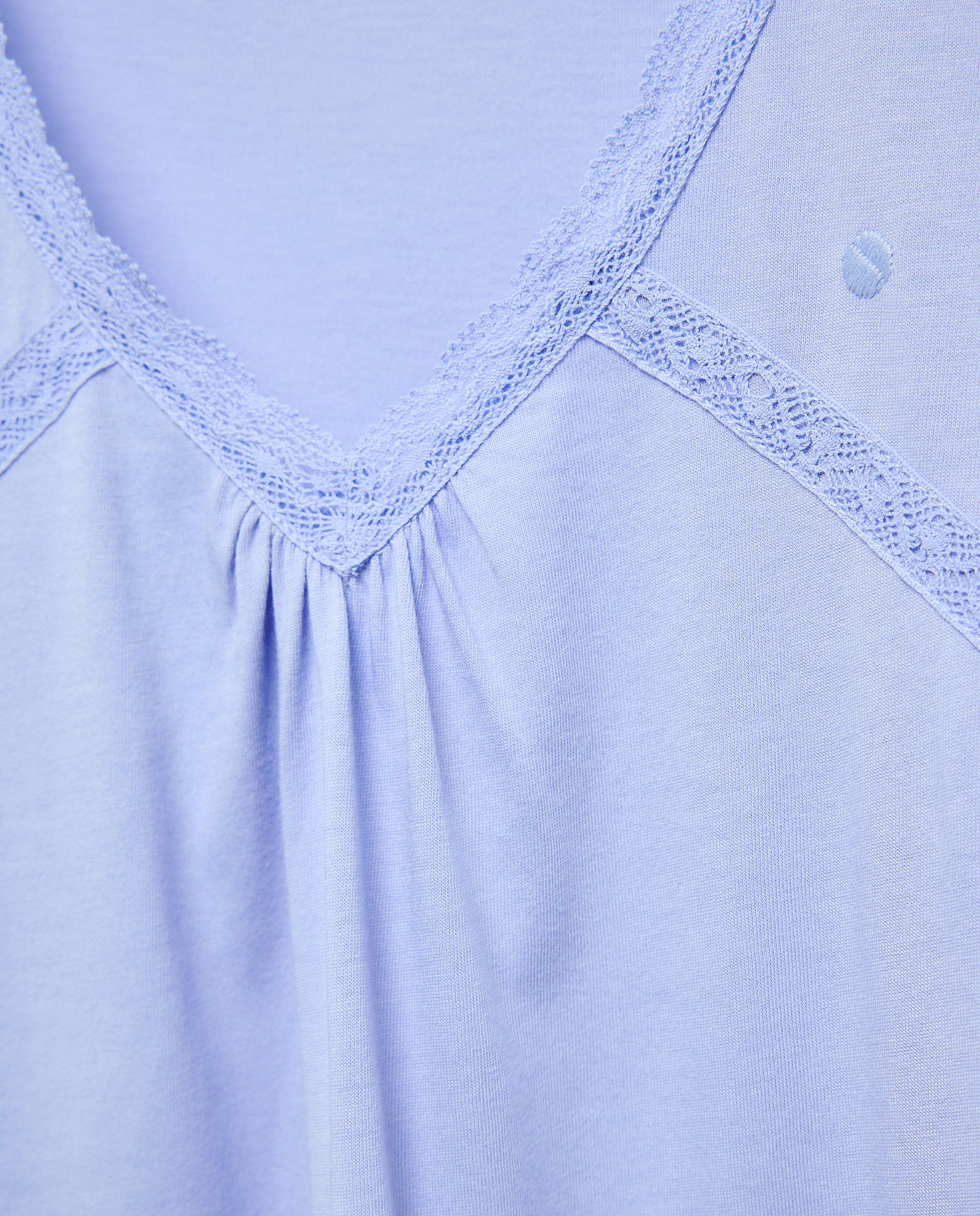 Camisa de Dormir Lisa com Bordados e Renda 400 Azul-5