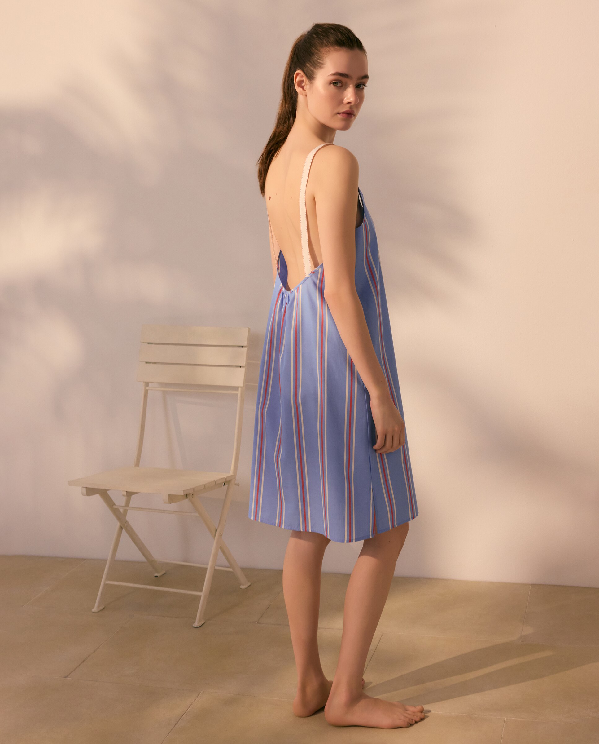 Camisón de tirantes con rayas tejidas - Énfasis - Azul Azul-3