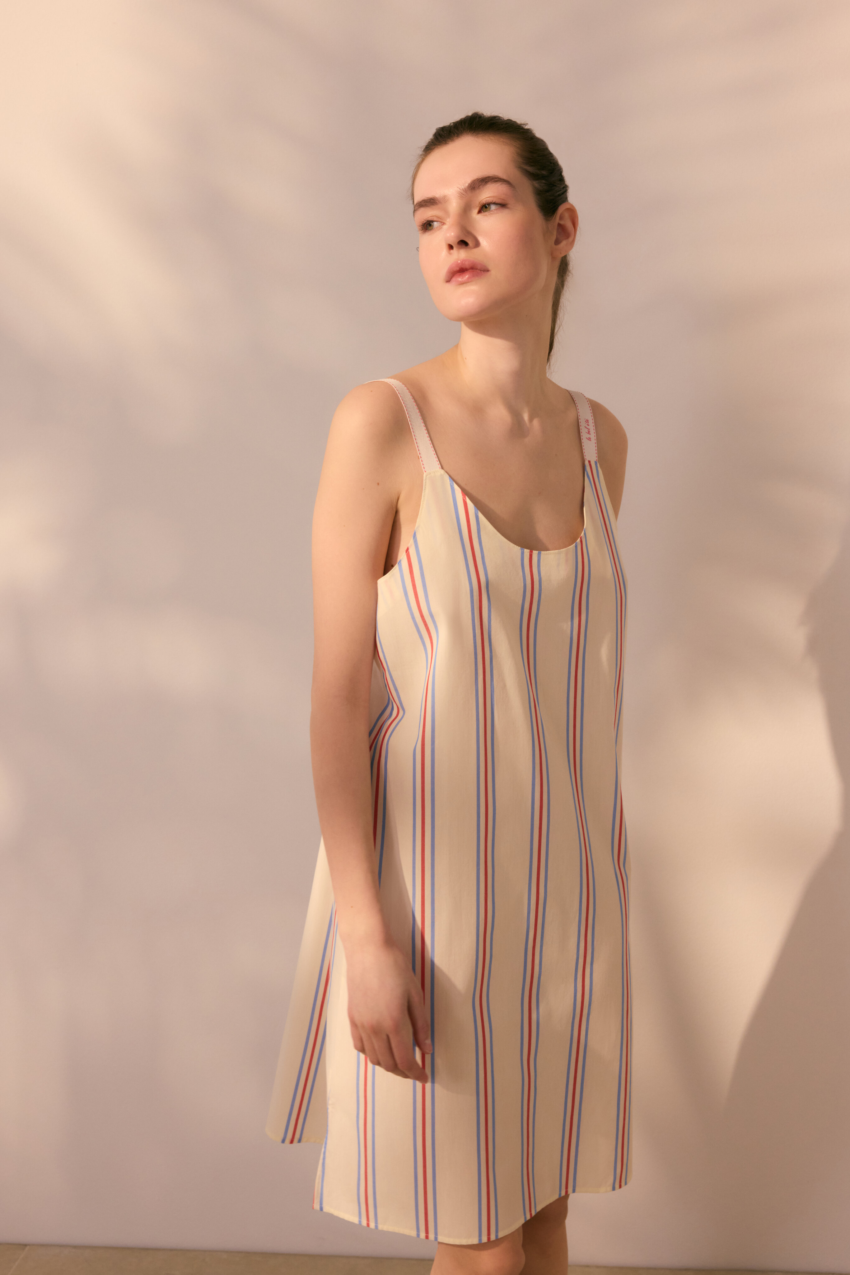Camisón de tirantes con rayas tejidas - Énfasis - Blanco Blanco-2