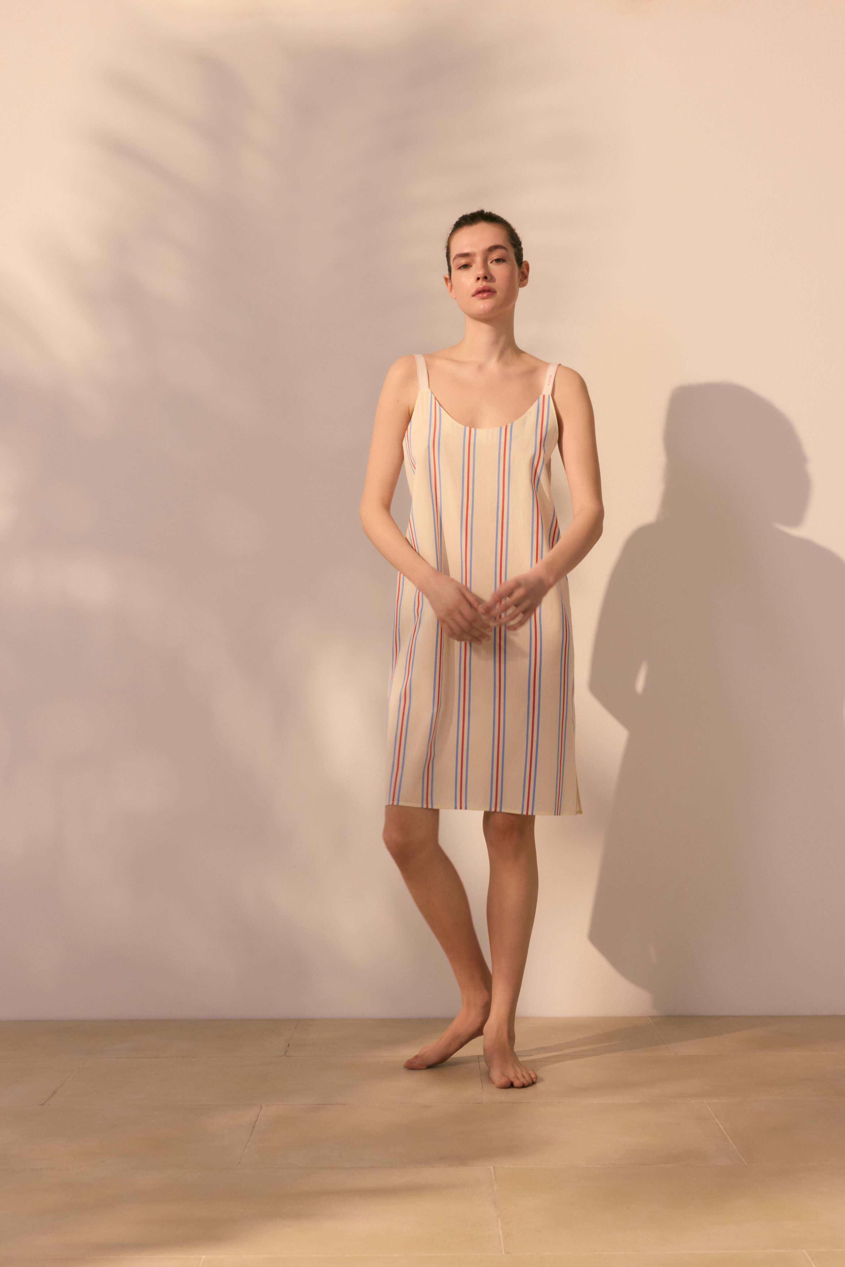 Camisón de tirantes con rayas tejidas - Énfasis - Blanco Blanco-4