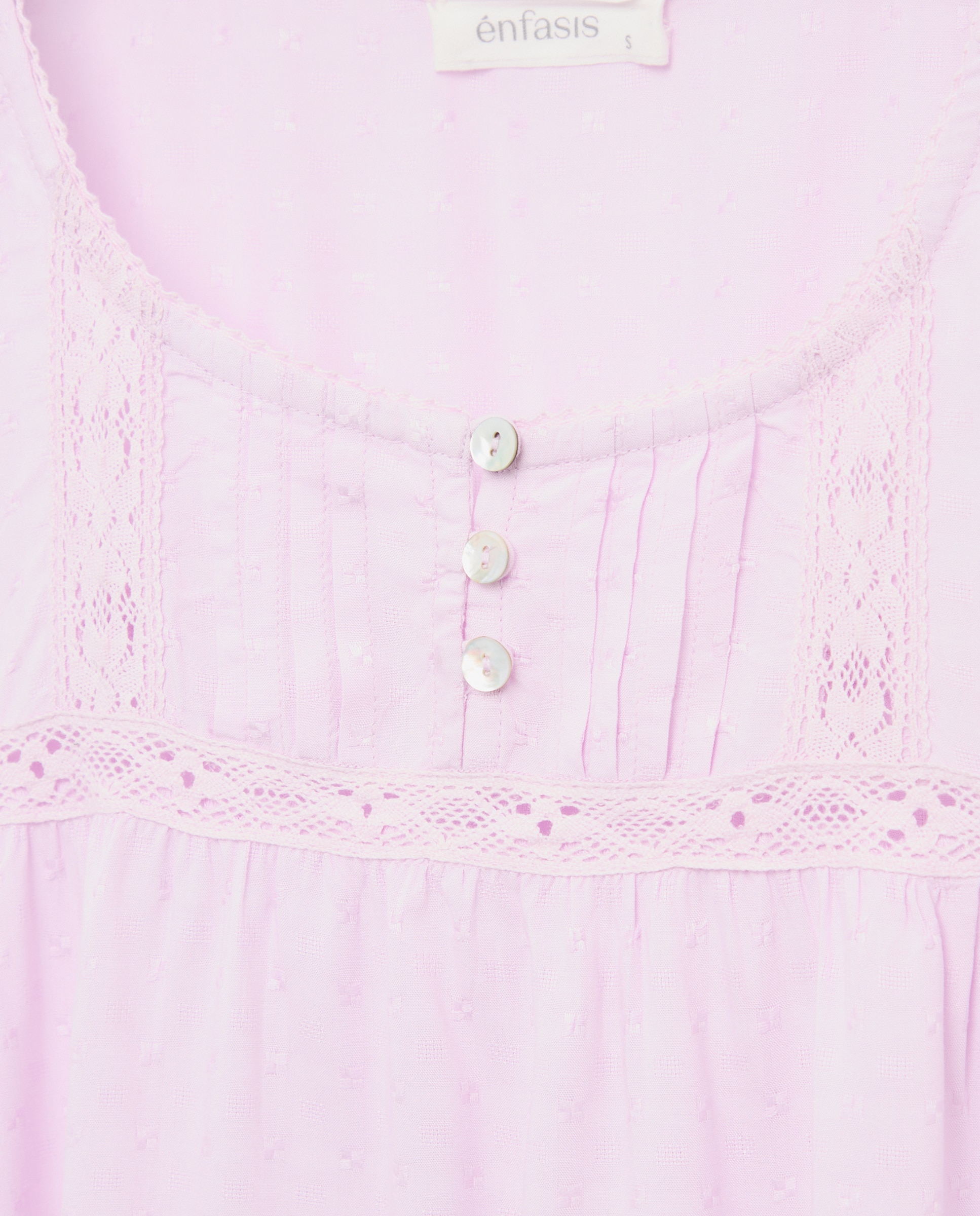 Camisa de Dormir sem Mangas e com Pregas e Renda 230 Rosa Escuro-5
