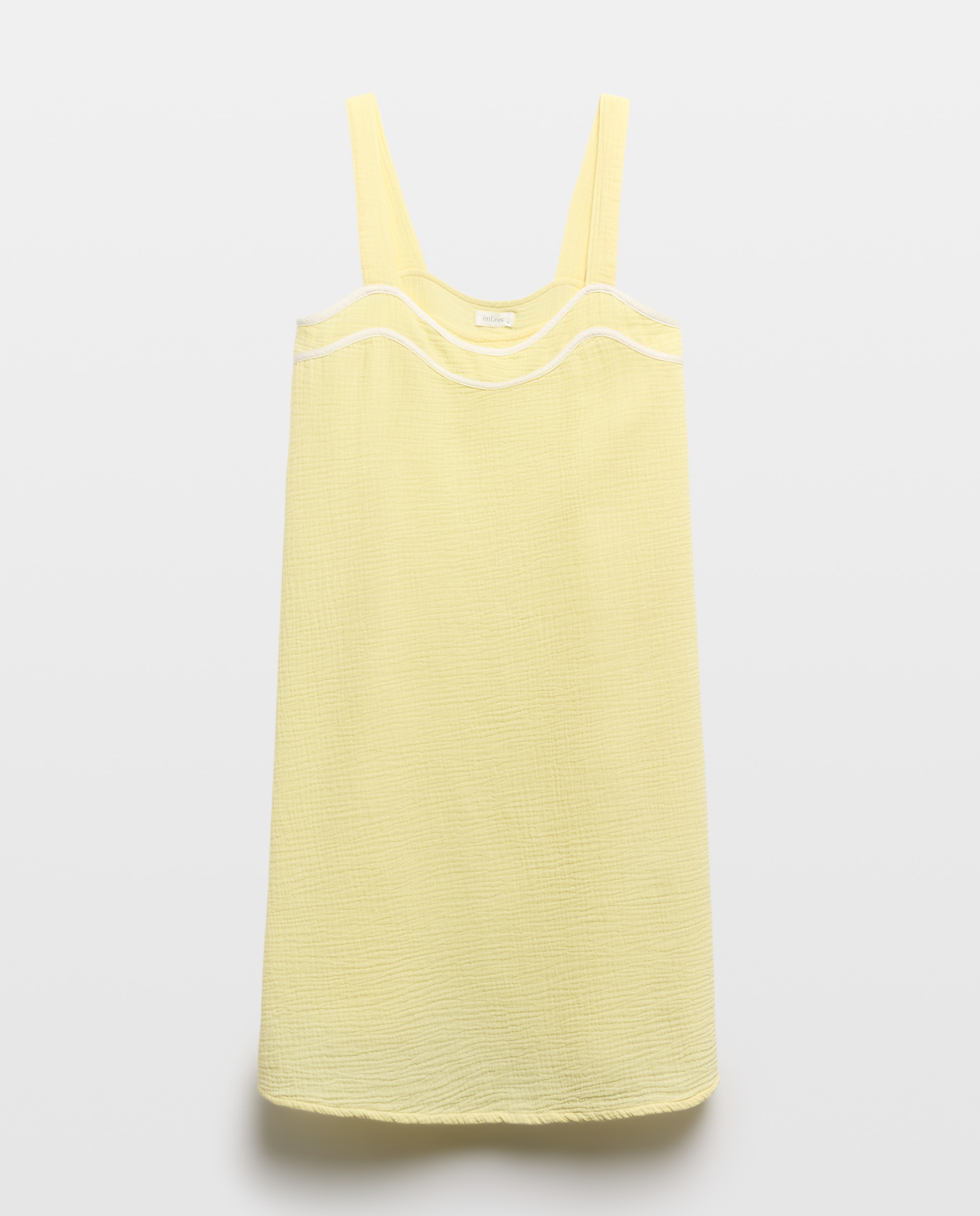 Camisa de Dormir Lisa de Alças 310 Amarelo Claro-4