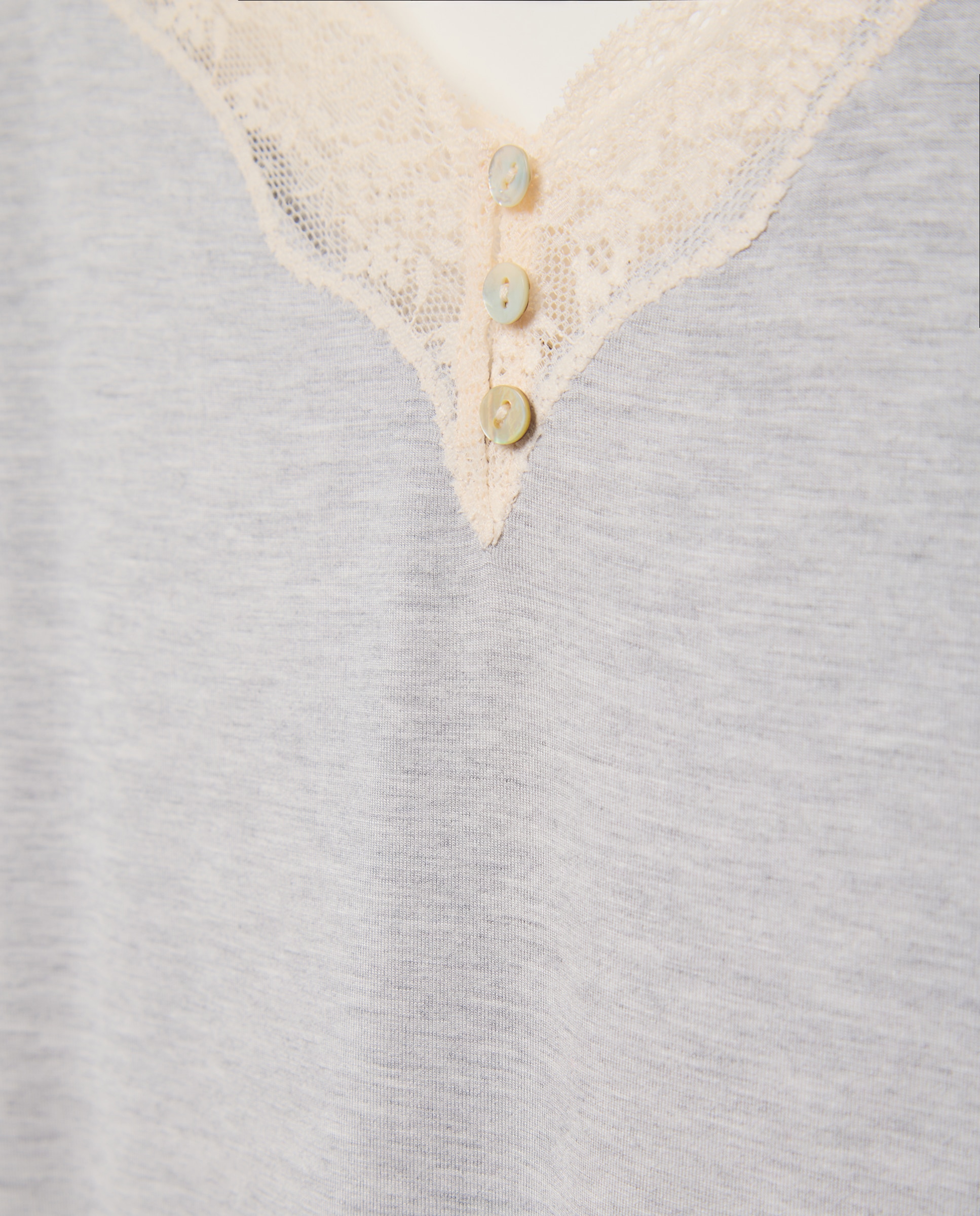 Camisa de Dormir com Detalhe na Gola 820 Cinzento Médio-5