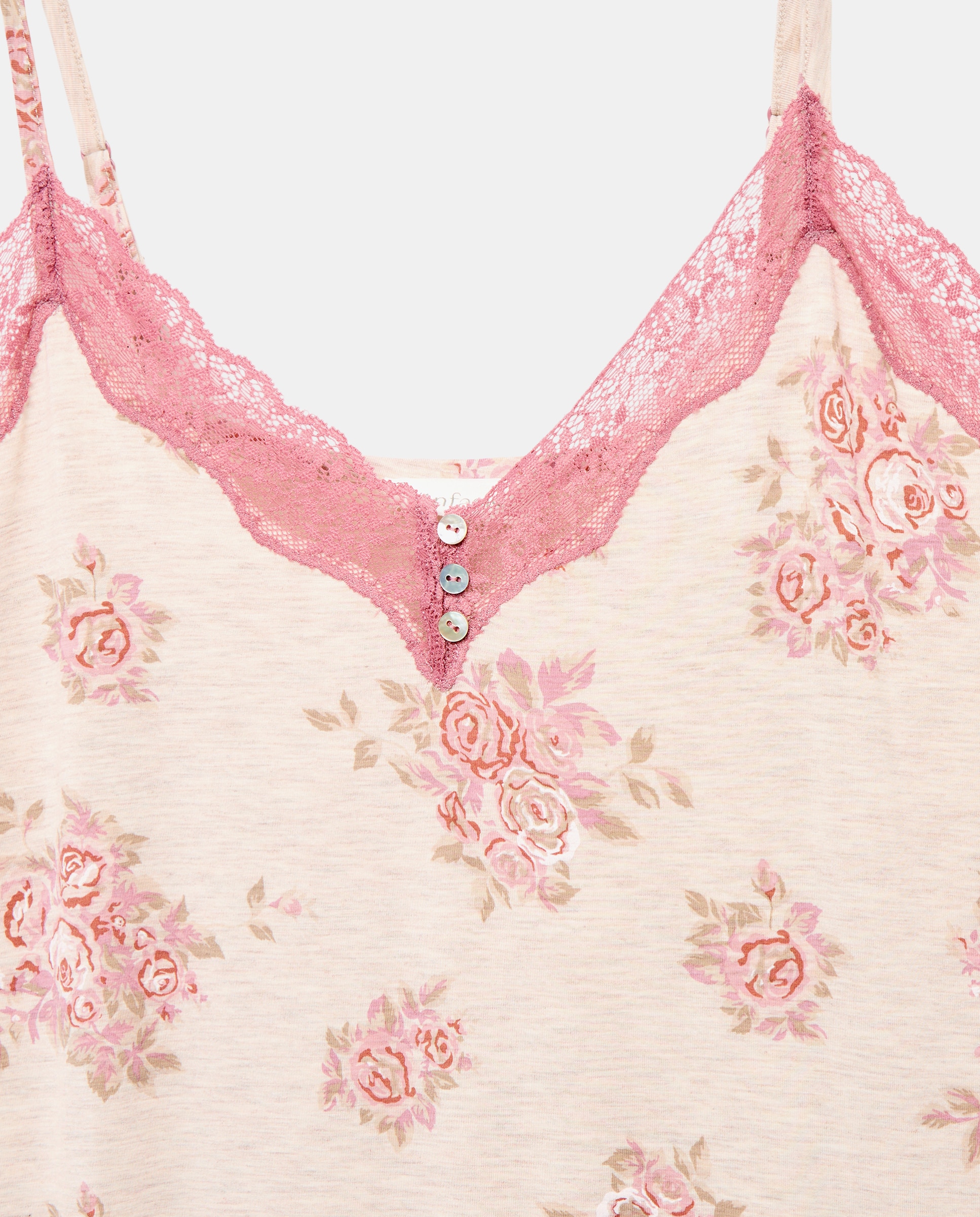 Camisa de Dormir com Estampado Floral e Detalhe na Gola Rosa-5