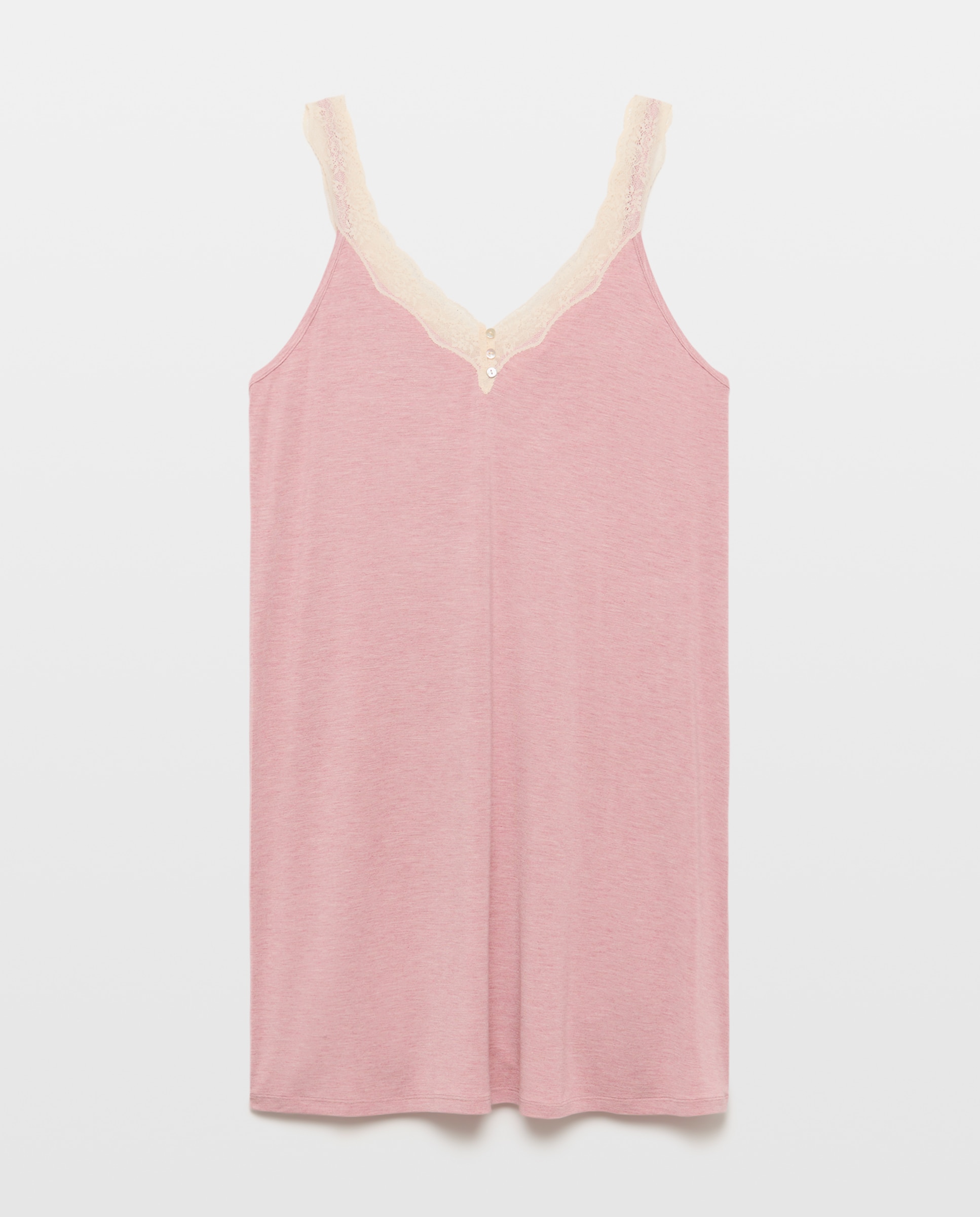 Camisa de Dormir com Detalhes na Gola 200 Rosa-4
