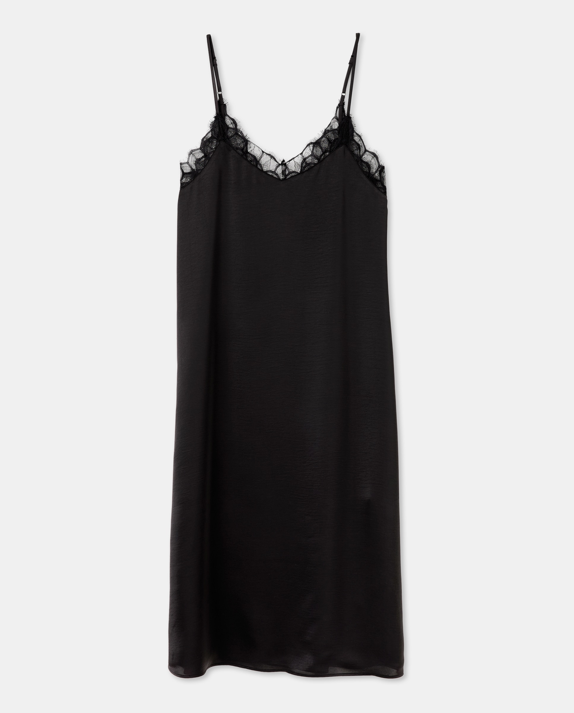 Camisa de Dormir Comprida Acetinada Preto-4